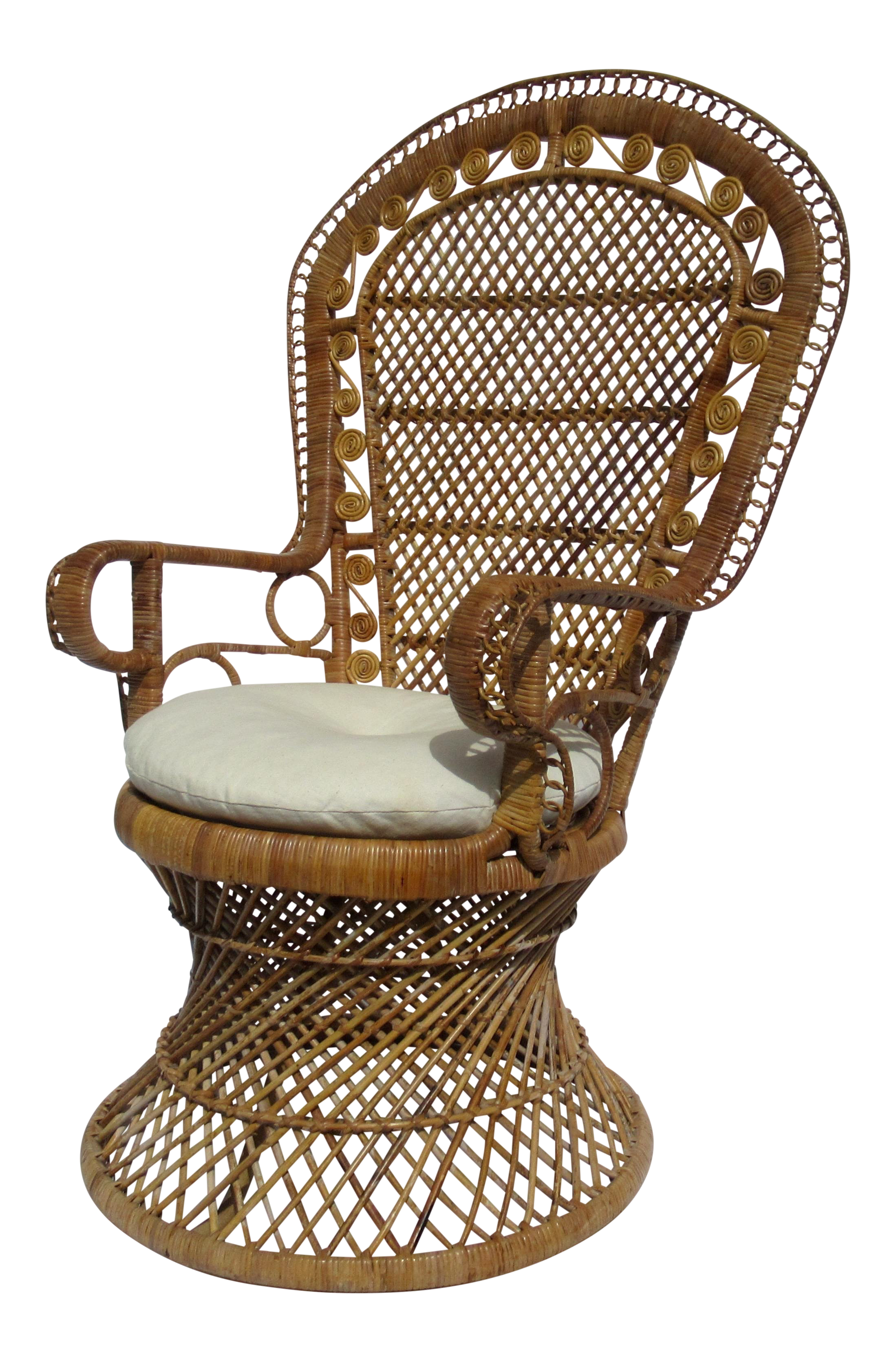 c1970s vintage bohemian eclectic boho chic rattan raw wicker peacock  chairfinal markdown