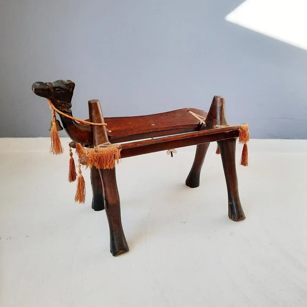 Camel Saddle Stool or Footstool, 1950s Chairish