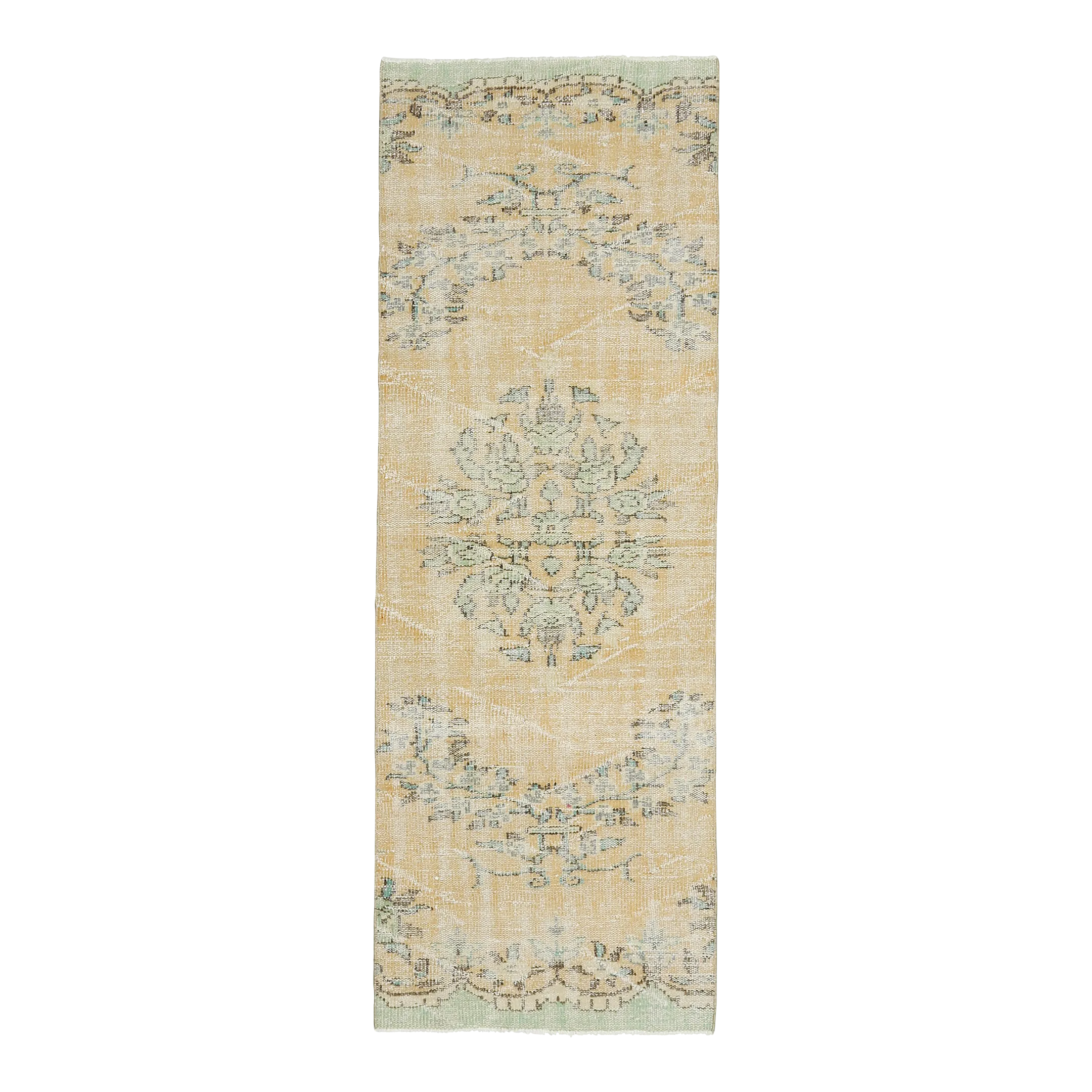 1970s Vintage Turkish Hand-Knotted Wool Cotton Orange Runner Rug