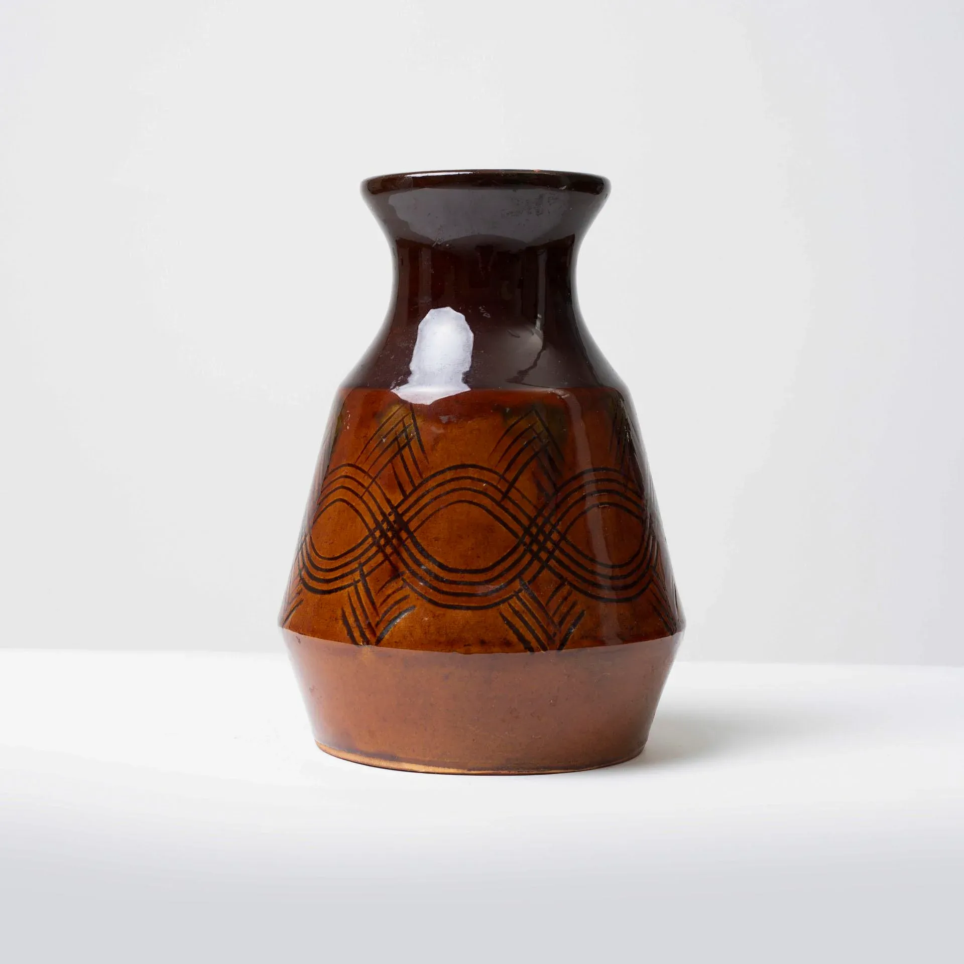 Brown Ceramic Vase, Former Czechoslovakia, 1960s