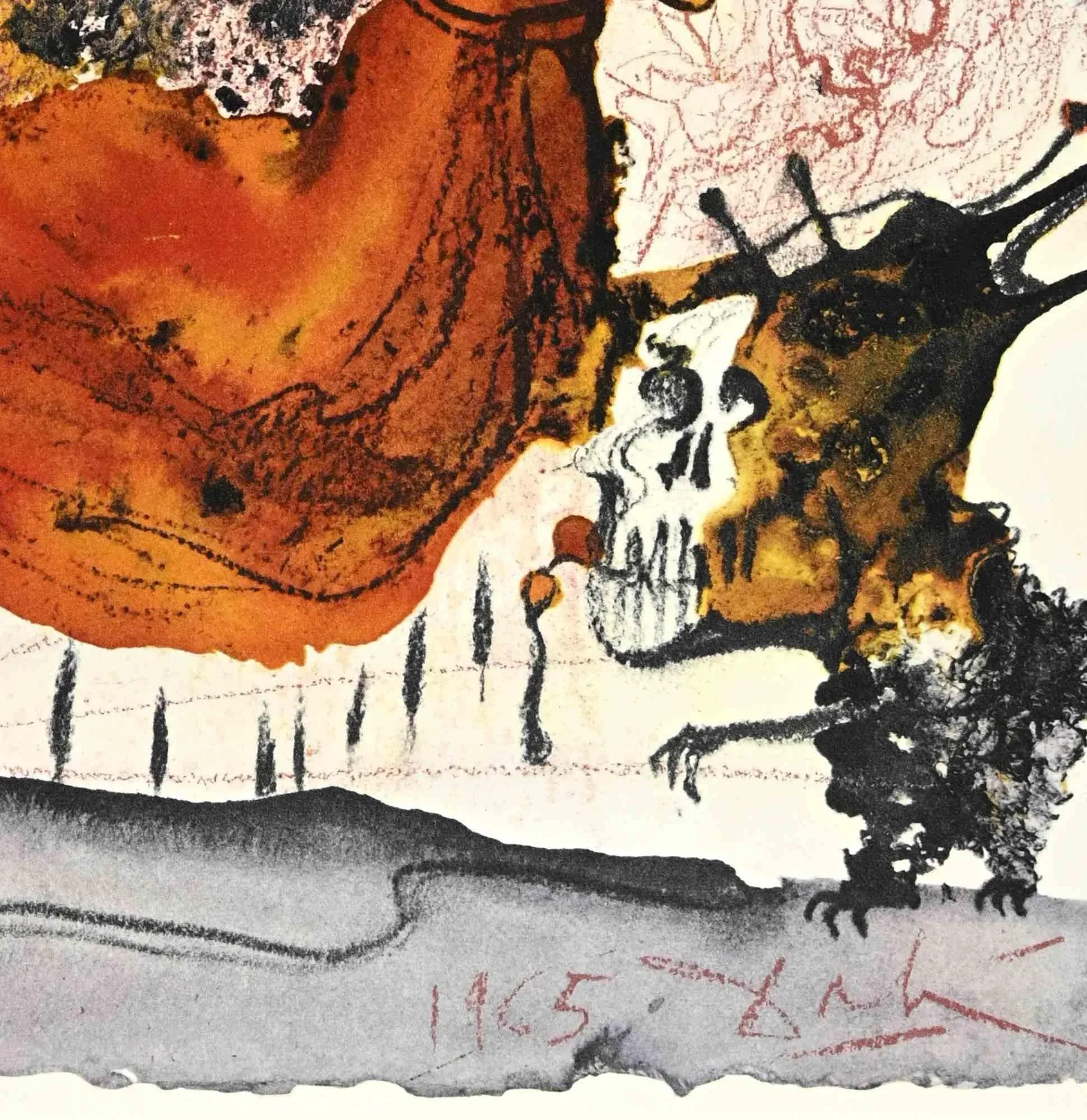 Salvador Dalí, Cadaver in sepulchro Elisei, Lithograph, 1964