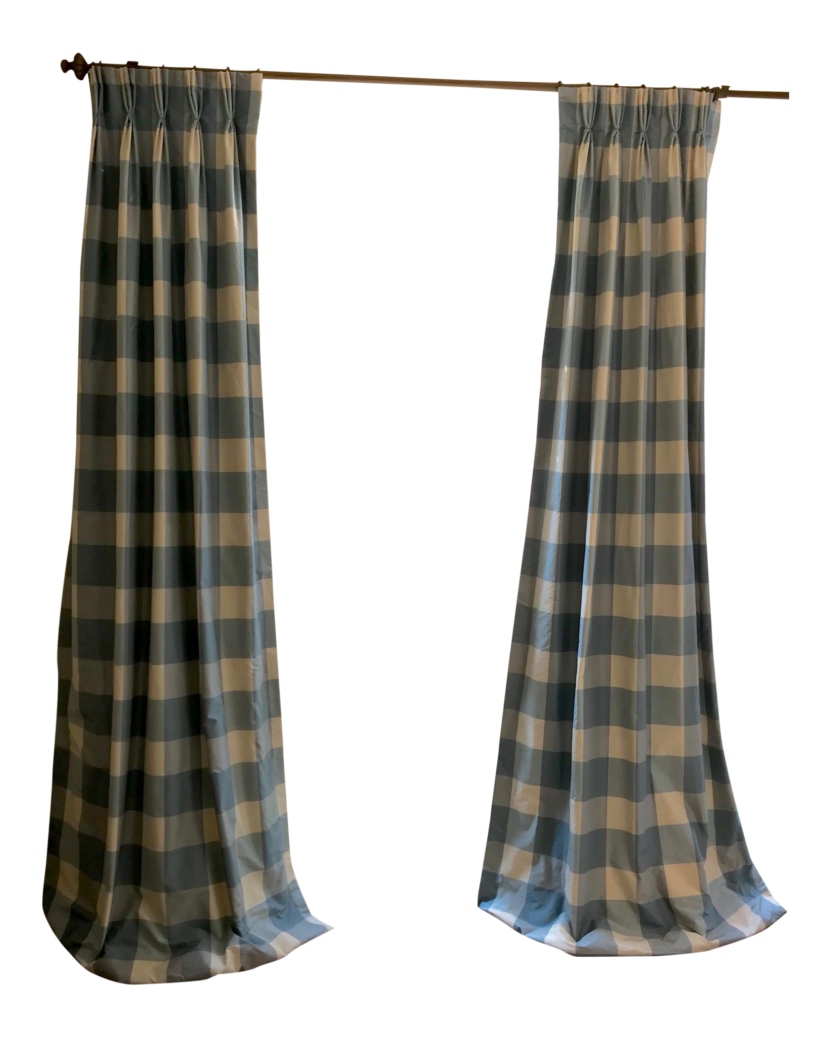 Custom Silk Linen Blend Buffalo Check Drapes A Pair Chairish