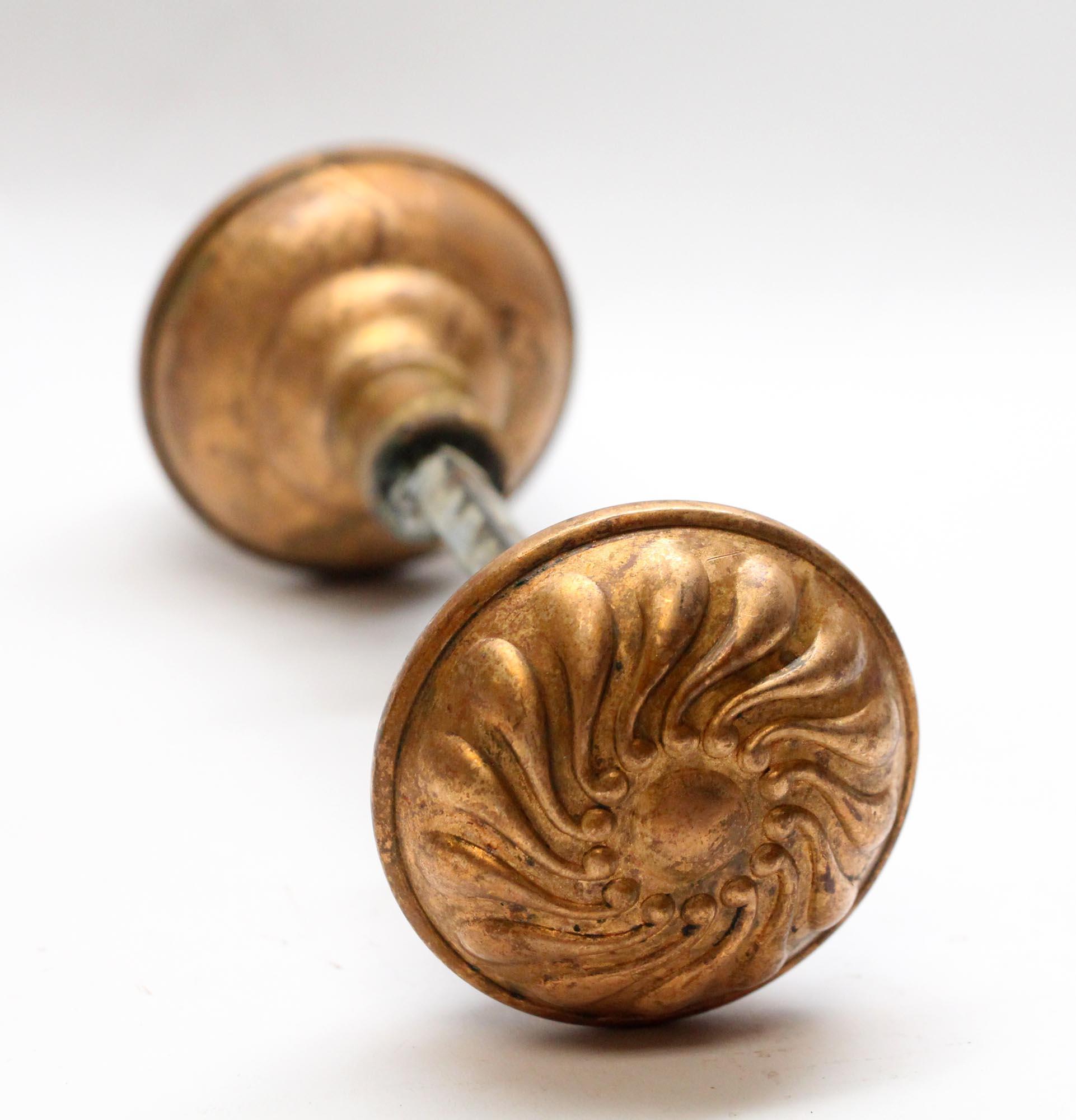 Corbin Bronze Door Knobs With Coppery Brass Patina
