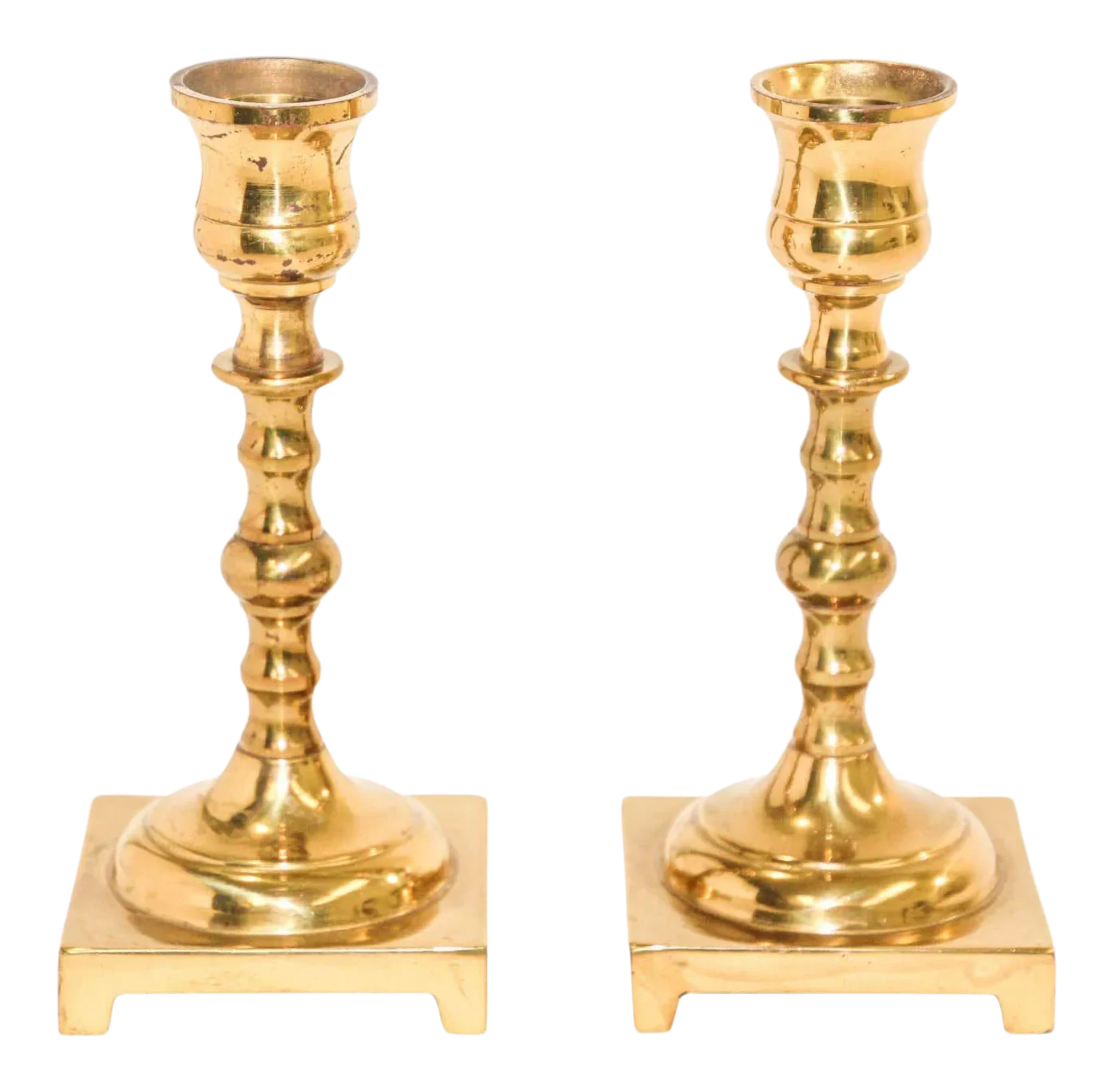 Polished Brass Candle Holders A Pair Chairish