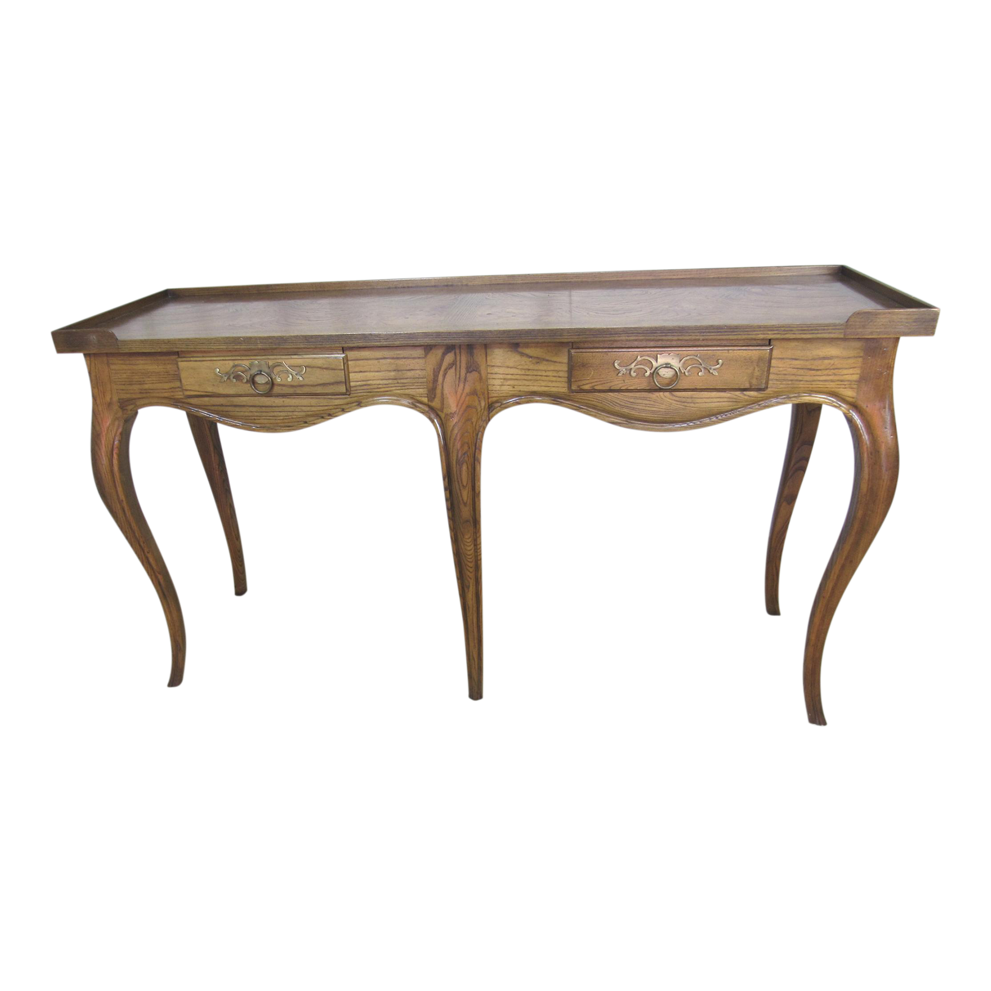 Baker Furniture Company French Style Oak Console With Two Drawers