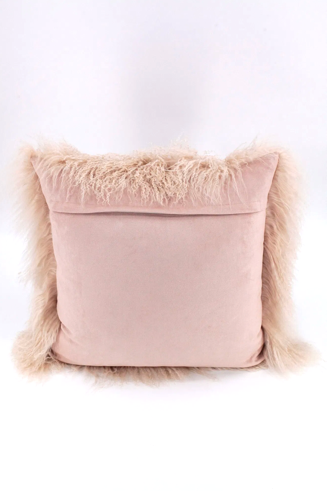 Pink Beige Mongolian Sheepskin Pillow by Tasha Tarno Chairish