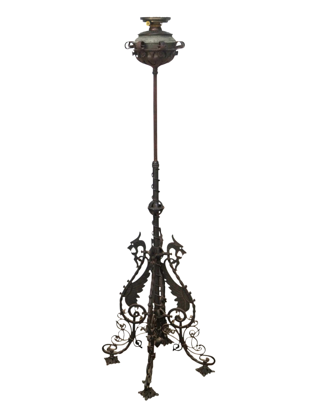 Bradley & Hubbard Antique Wrought Iron Floor Oil Lamp Chairish