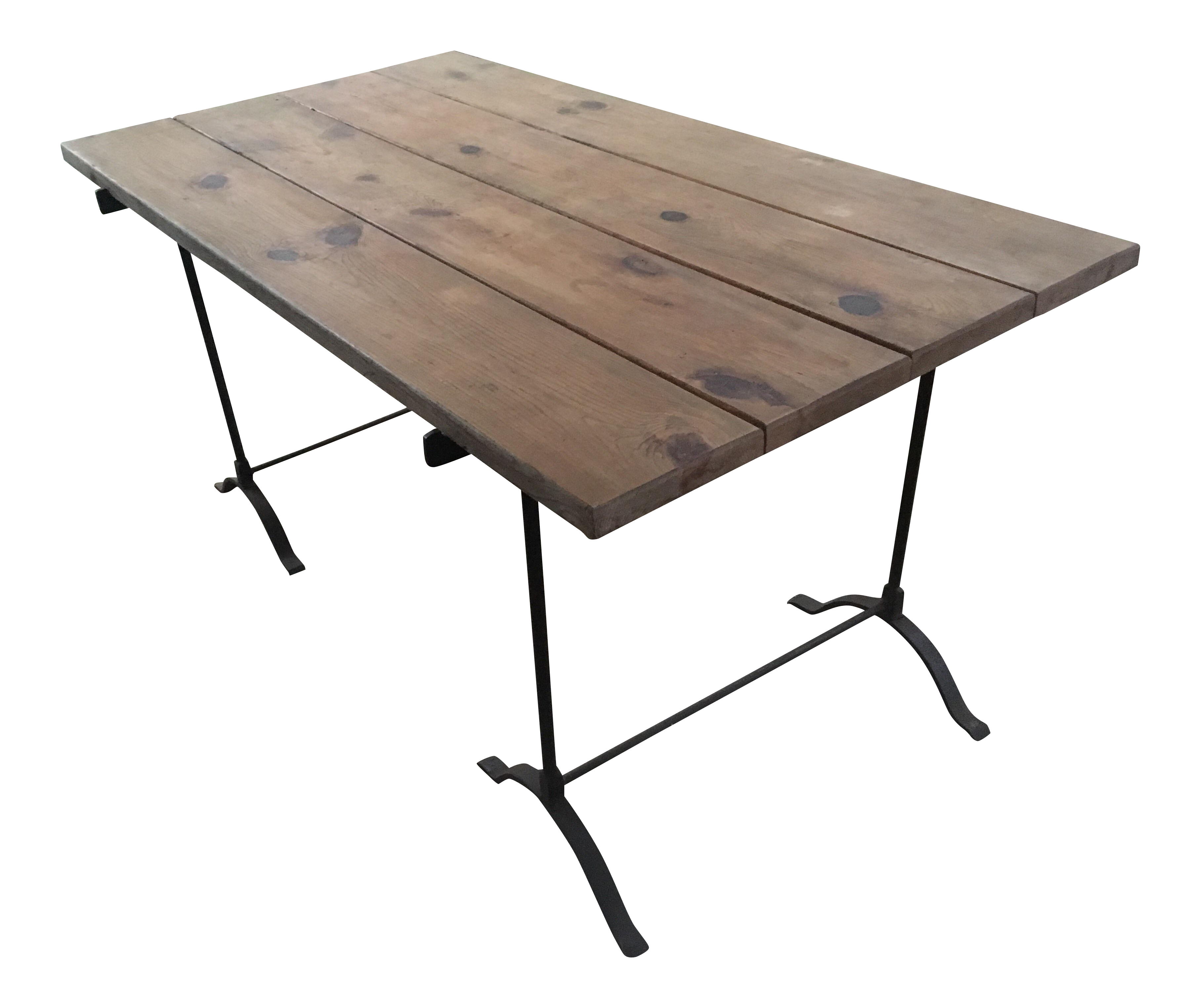 Pottery Barn Iron Trestle Table Chairish