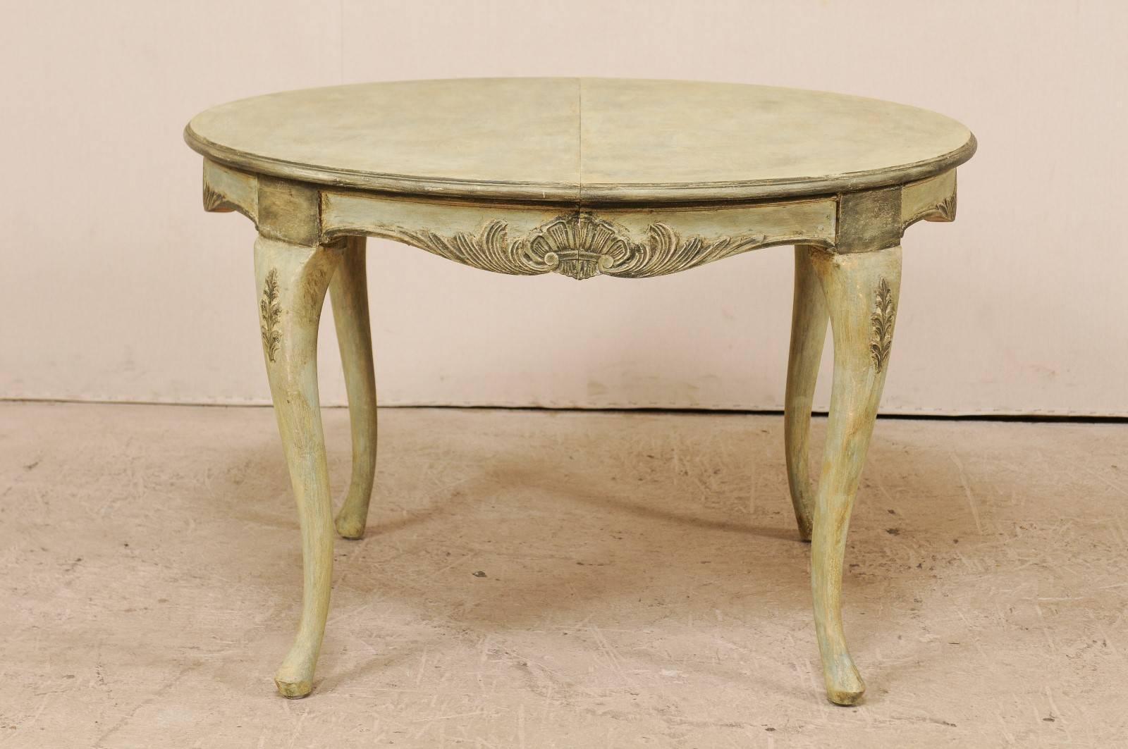 Swedish Rococo Style Round Painted and Carved Wood Centre