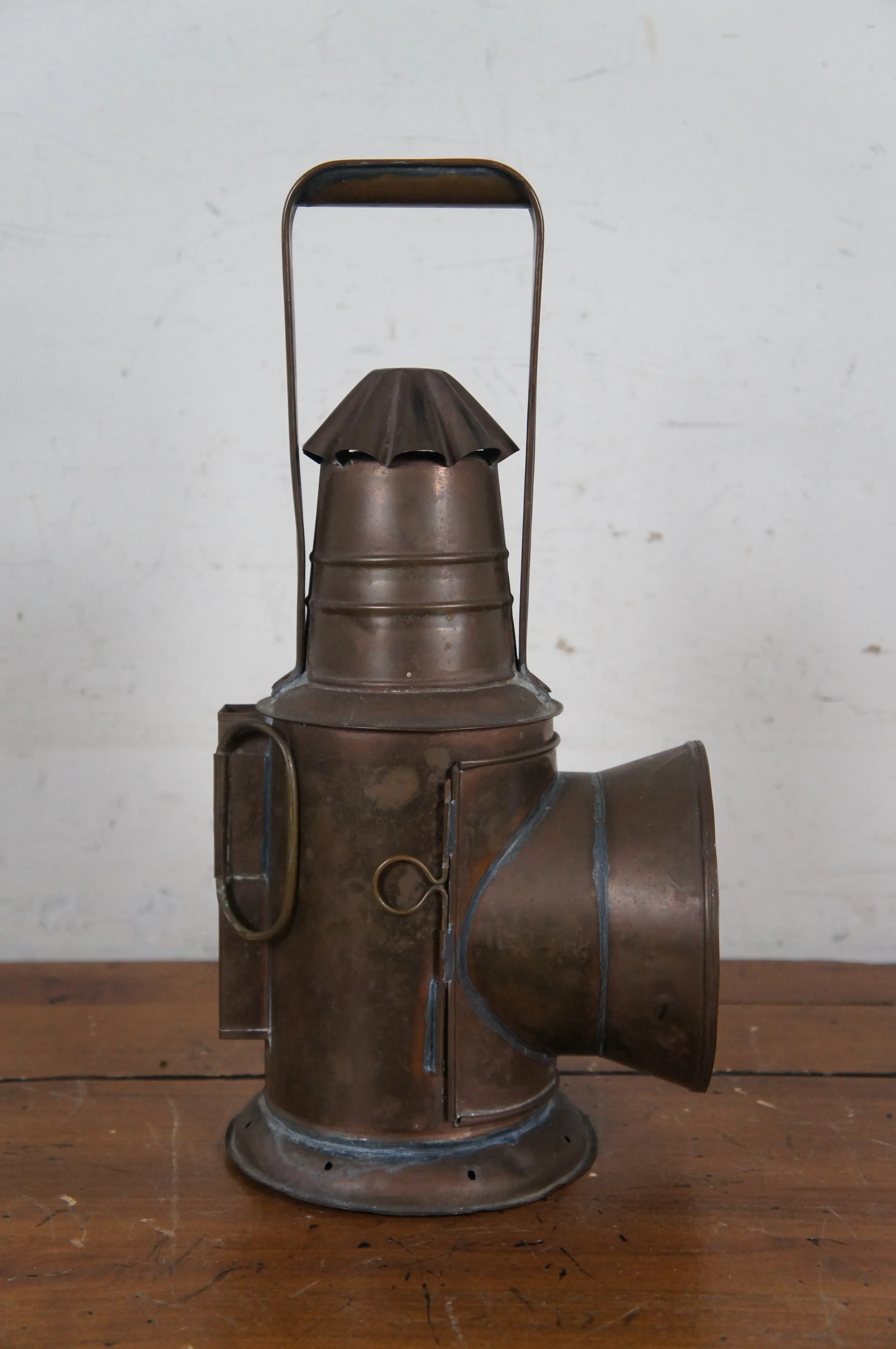 Antique Japanese Copper Bullseye Railway Boat Lantern Police