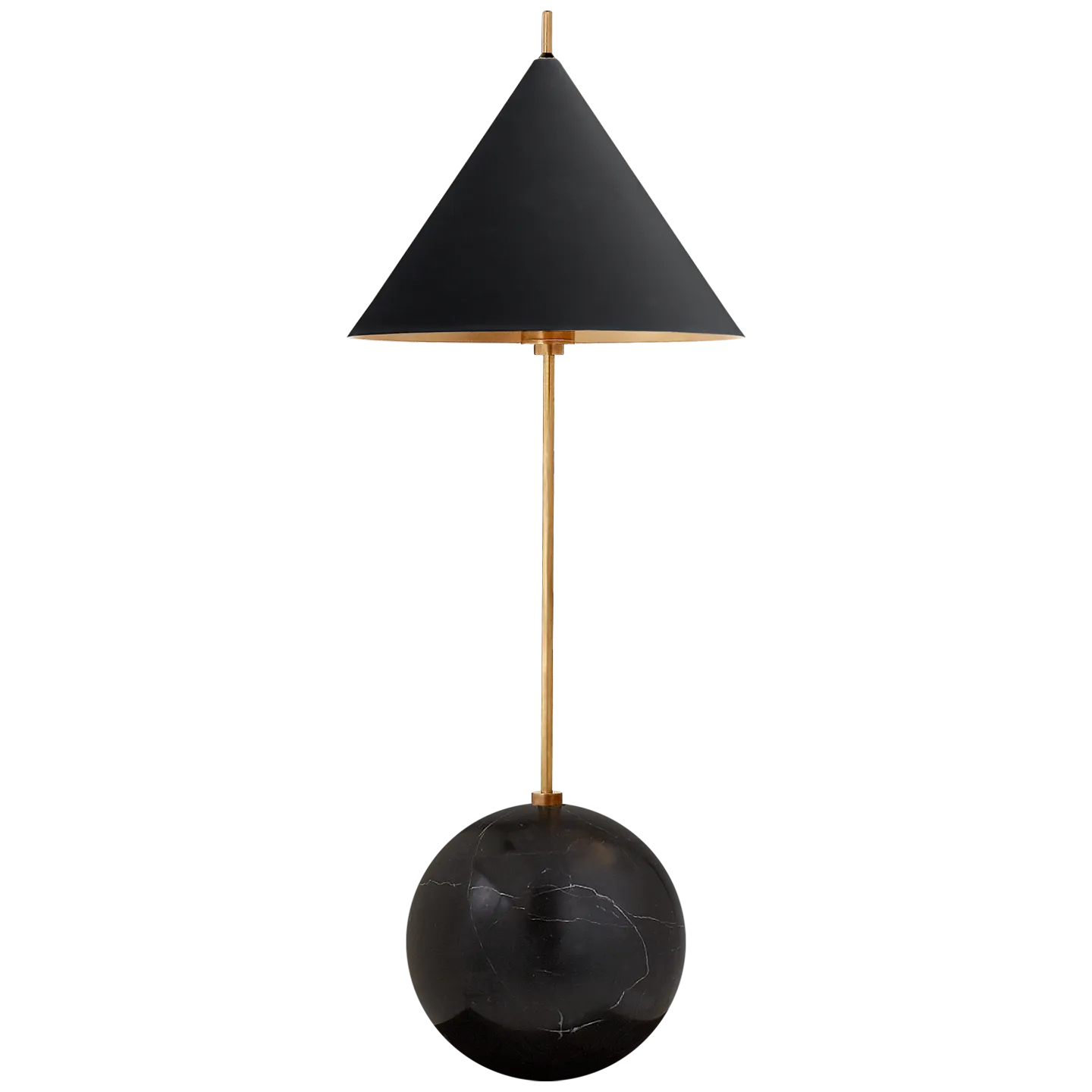 Kelly Wearstler for Visual Comfort Signature Cleo Orb Base Accent Lamp in Antique Burnished Brass with Black Shade