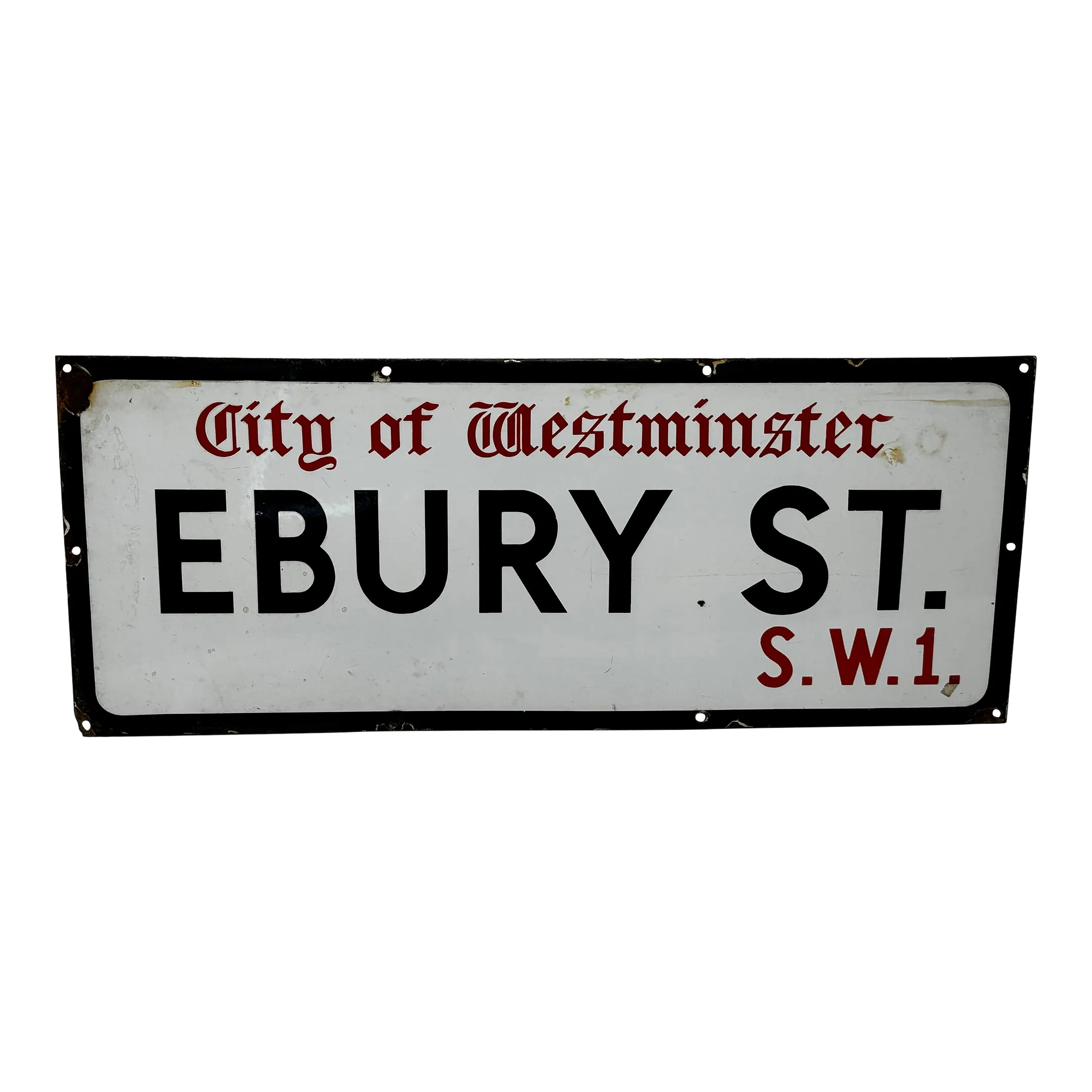 1940s British Enamel London Road Sign City of Westminster Ebury Street ...