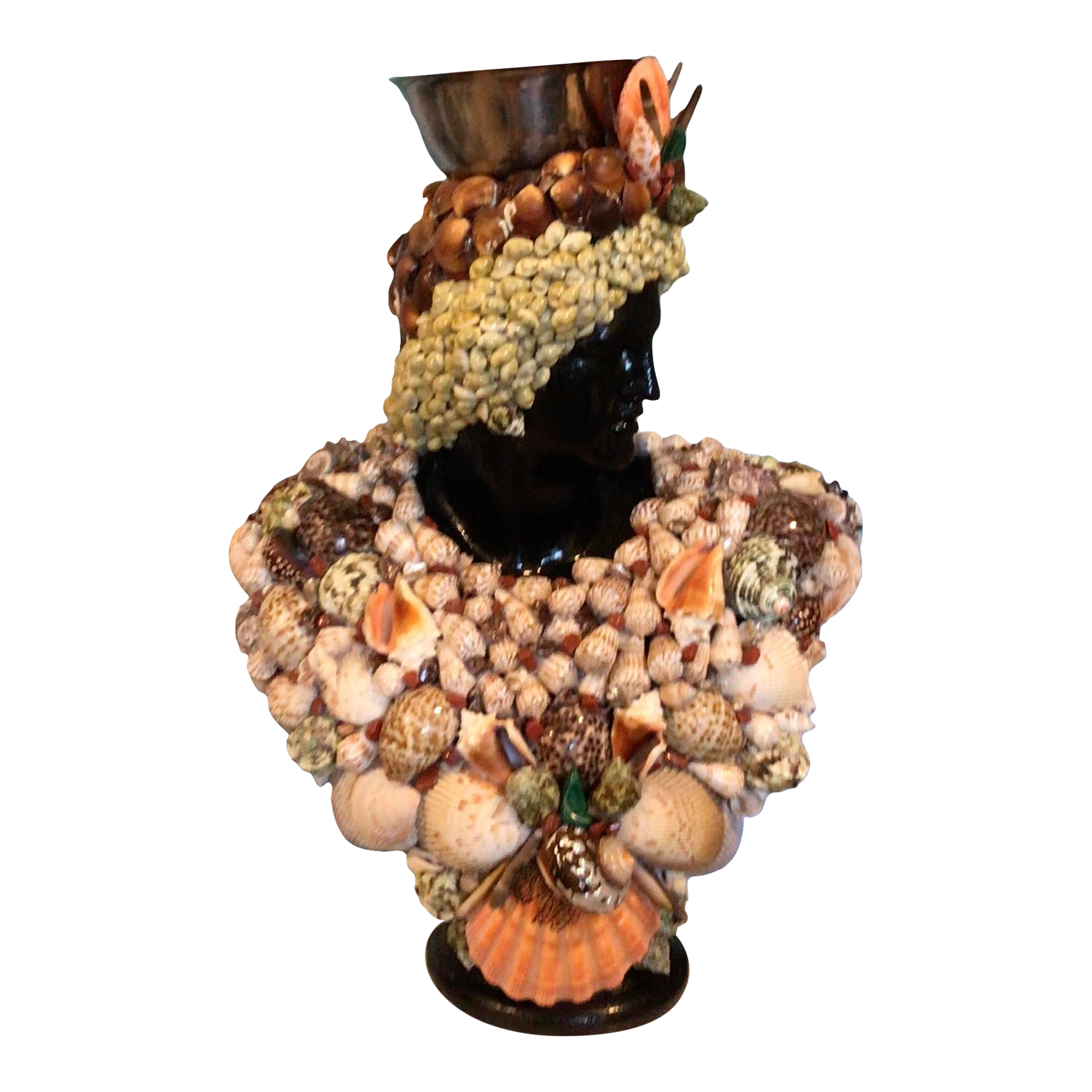 Black King Neptune Festooned I Orange /Brown SeaShells Chairish