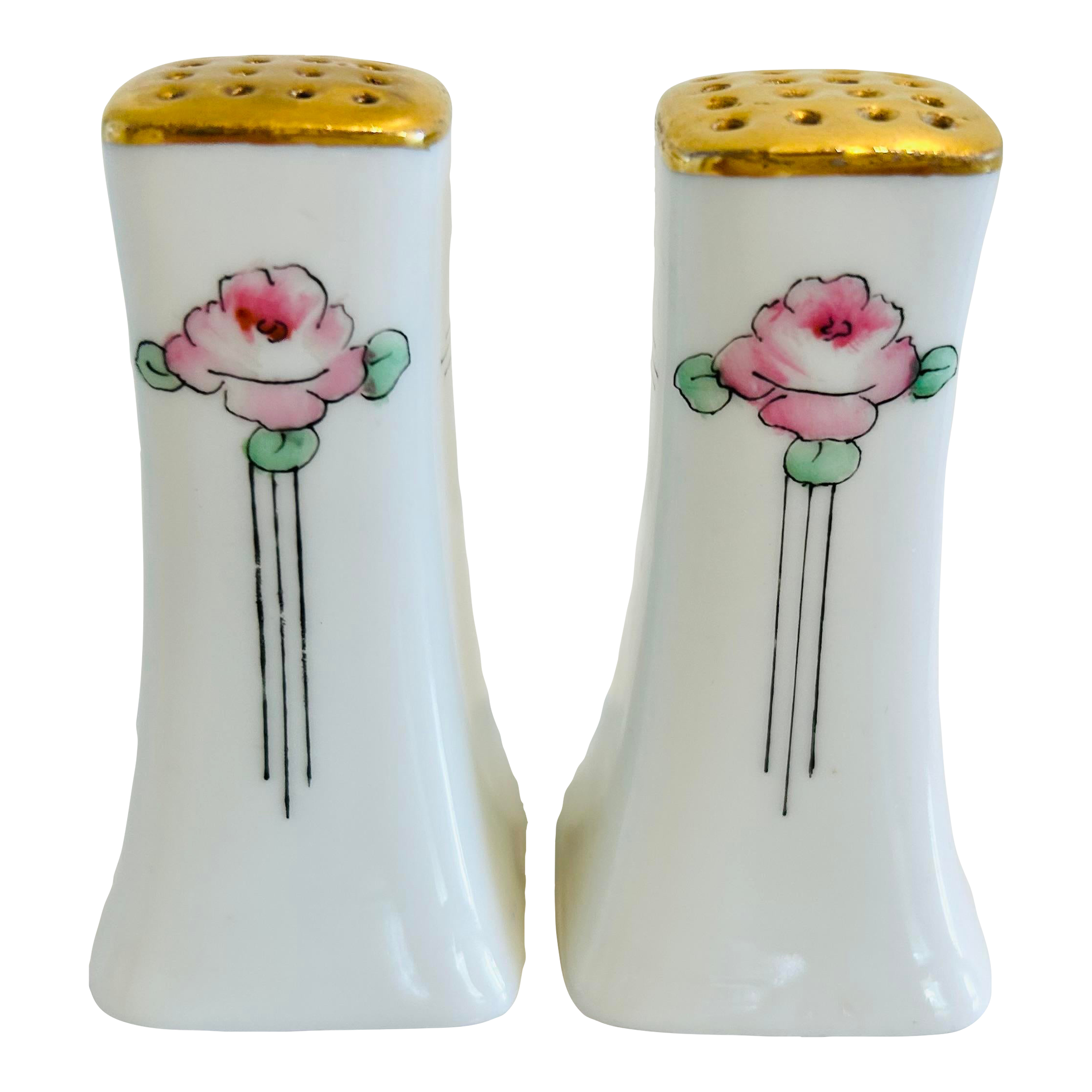 Vintage French Limoges Art Nouveau Salt and Pepper Shakers a Pair