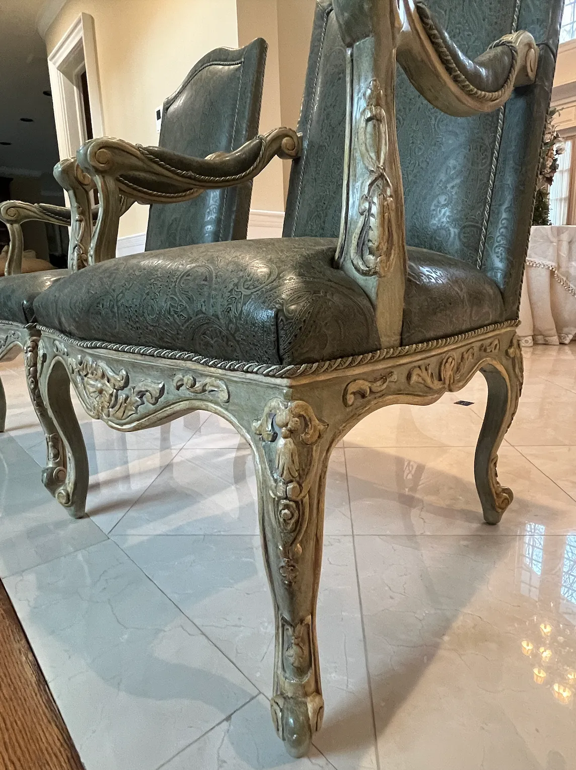 Excellent Condition PRADA Logo ShirtSet of 2, Century Furniture High Back Arm Chairs