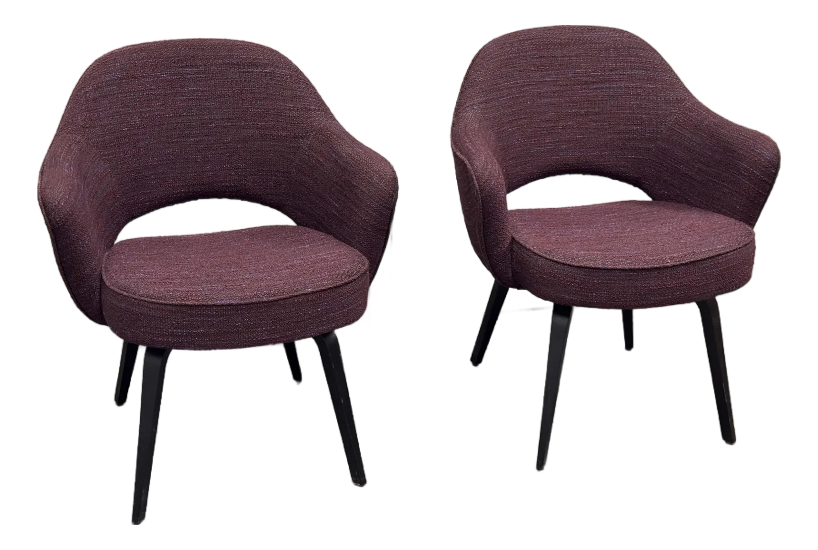 Eero Saarinen for Knoll Studio Aubergine Executive Armchairs, Pair