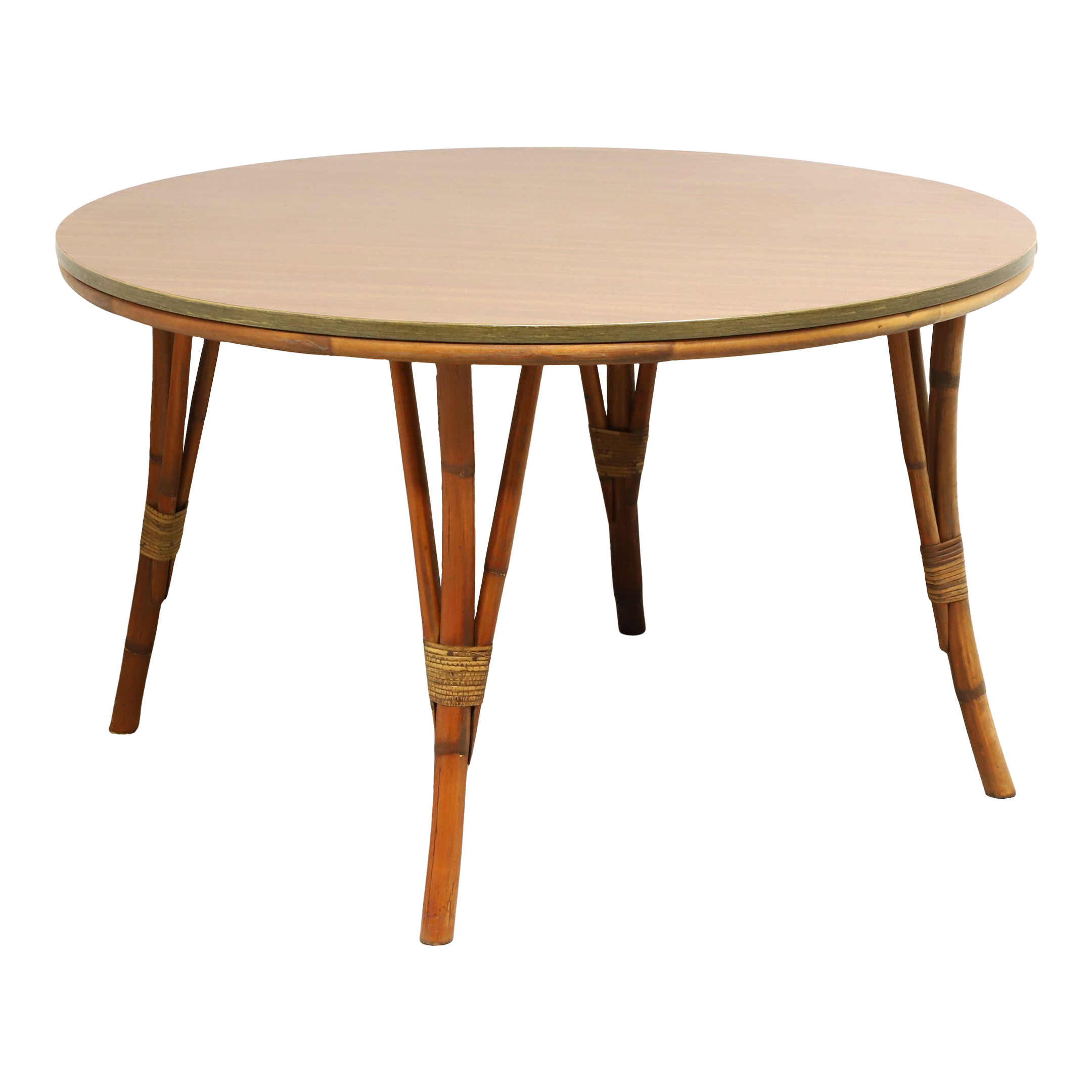 BamTan 1960's Rattan Round Dining Table Chairish