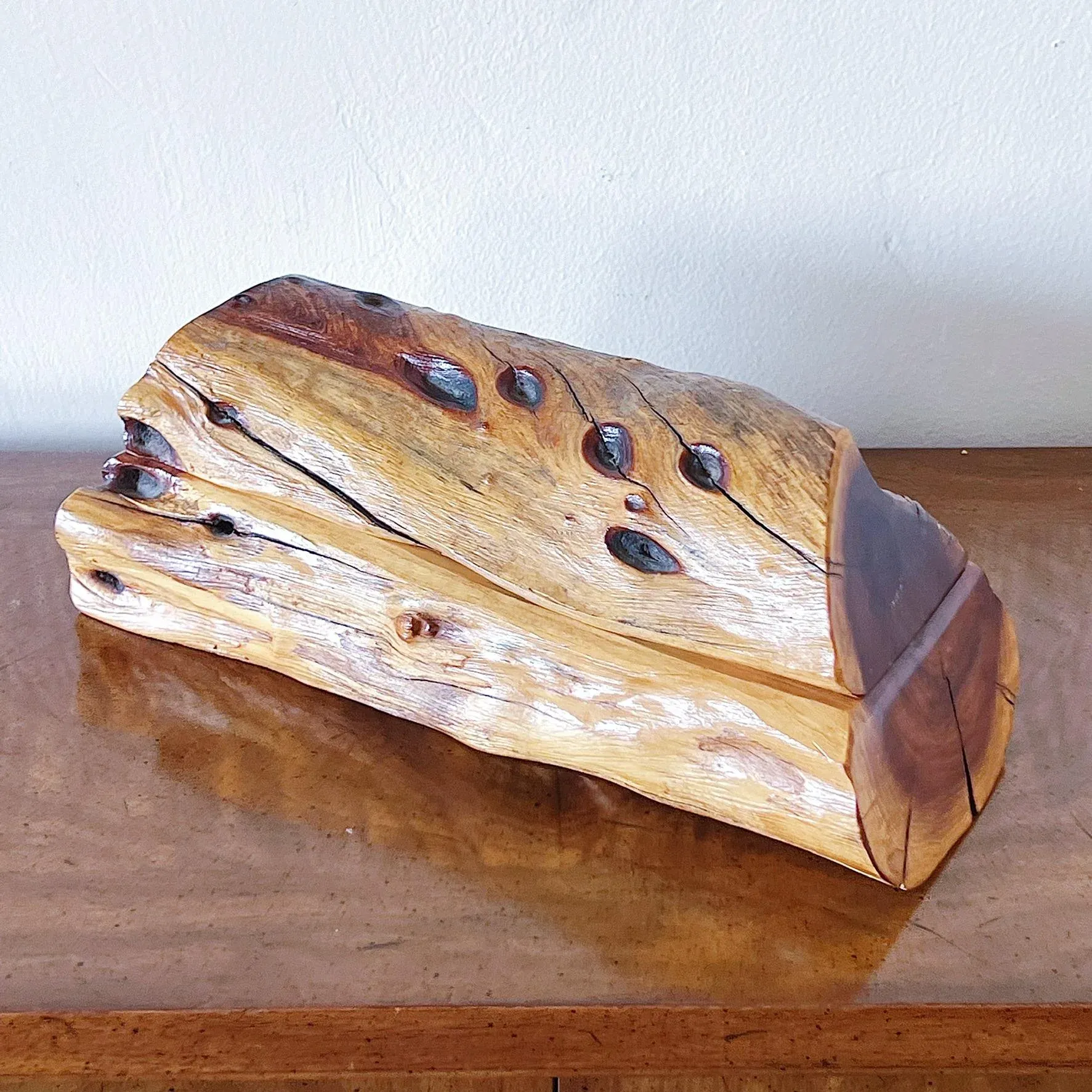 Vintage Natural Live Edge Wood Log Shaped Box | Chairish