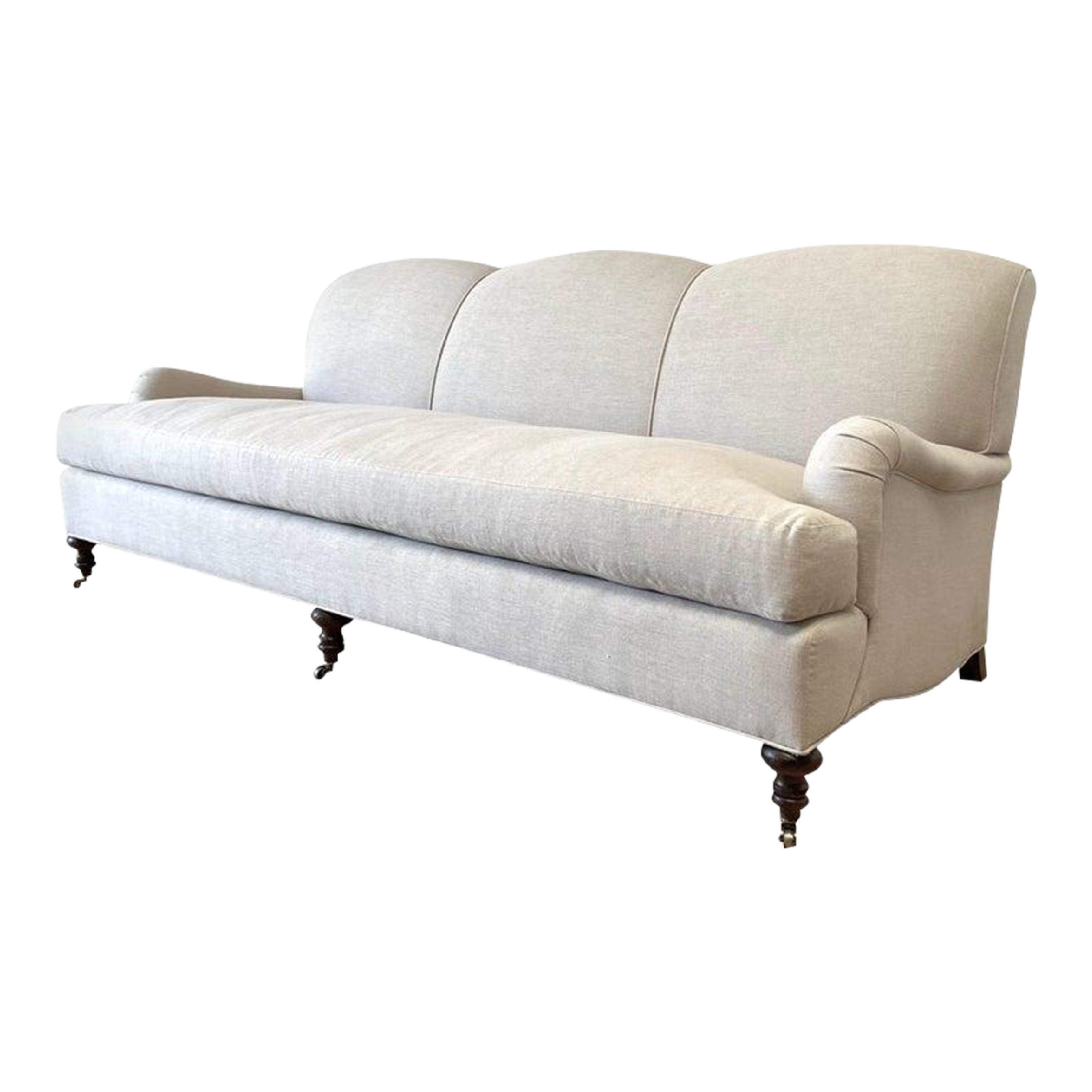 Belgian Linen English Arm Sofa With Down Cushions Chairish