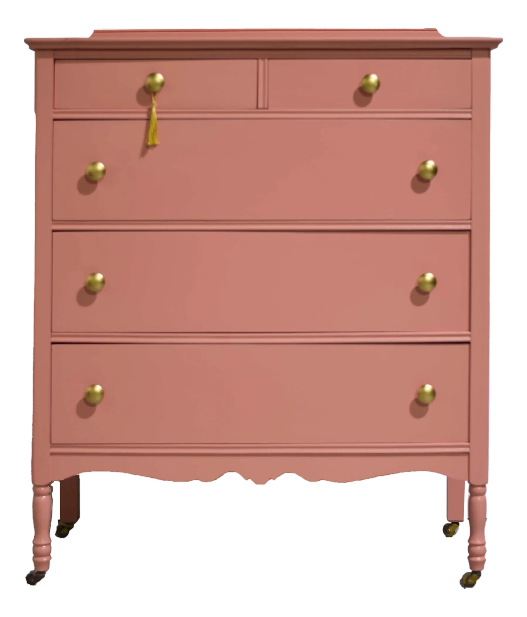Mid Century French Country Style Dresser in Pink - Newly Painted
