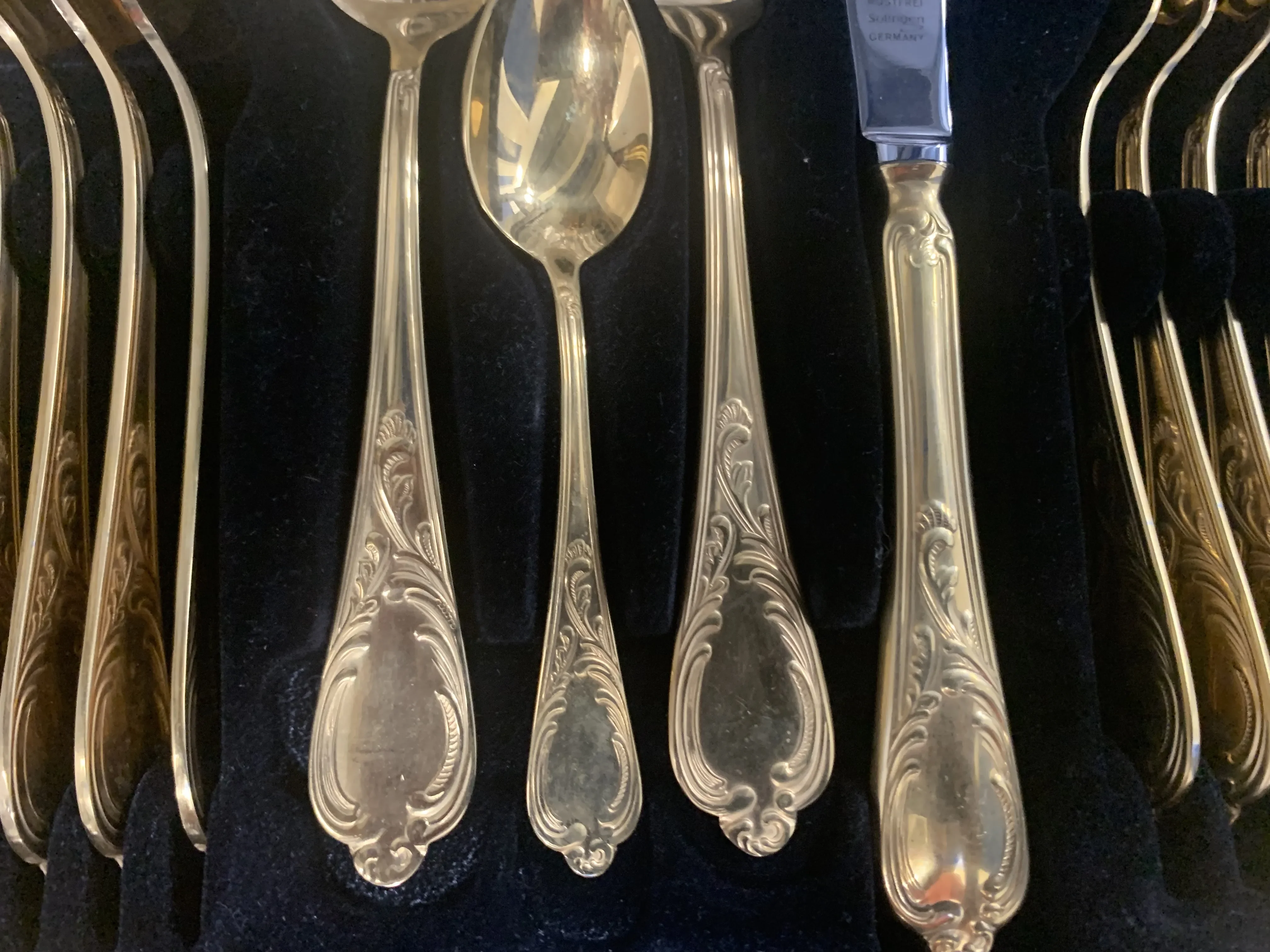 1980s Vintage Solingen German 18/10 23/24 K Gold Plated