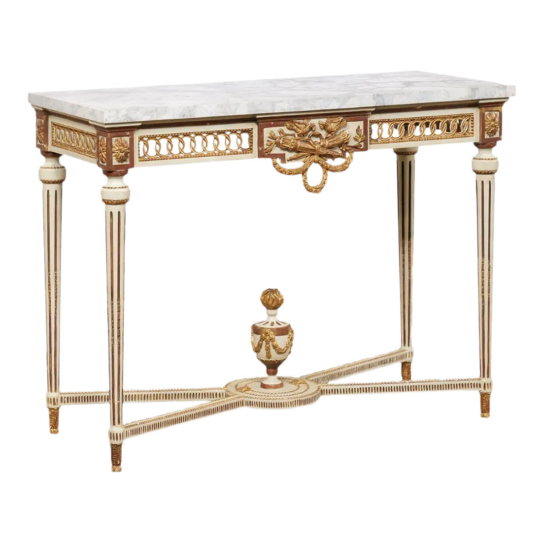 Mid 20th Century Italian Marble Top Console with Urn Finial Chairish