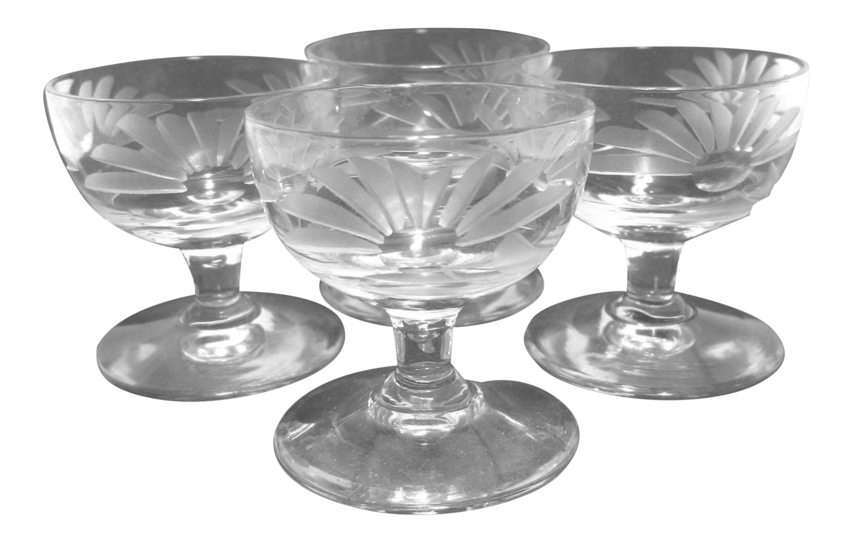 Vintage Etched Crystal Footed Pedestal Salt Cellars Open Salts Set Of 4 Chairish