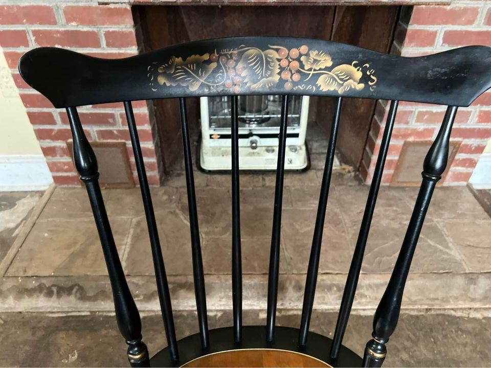 Mid 20th Century Vintage L Hitchcock Stenciled Fan Top Windsor