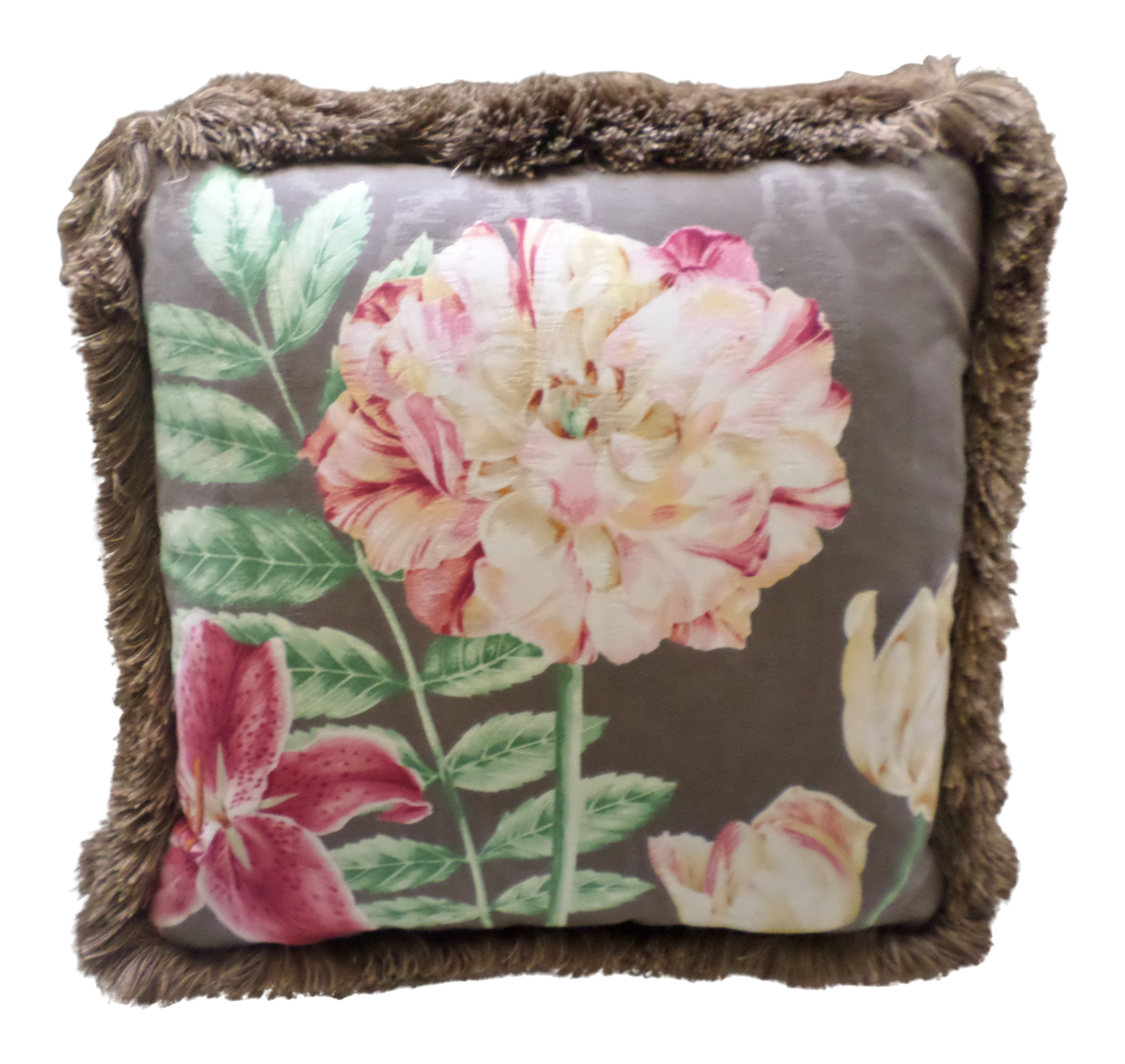 Brown Feather Pillow With Flowers Chinese Vase Design Chairish