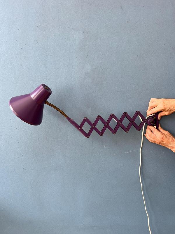 ED SCiSSOR&LAMPLiGHTER『Tell ThemWinter』 Vintage Space Age Purple Scissor Wall Lamp | Chairish