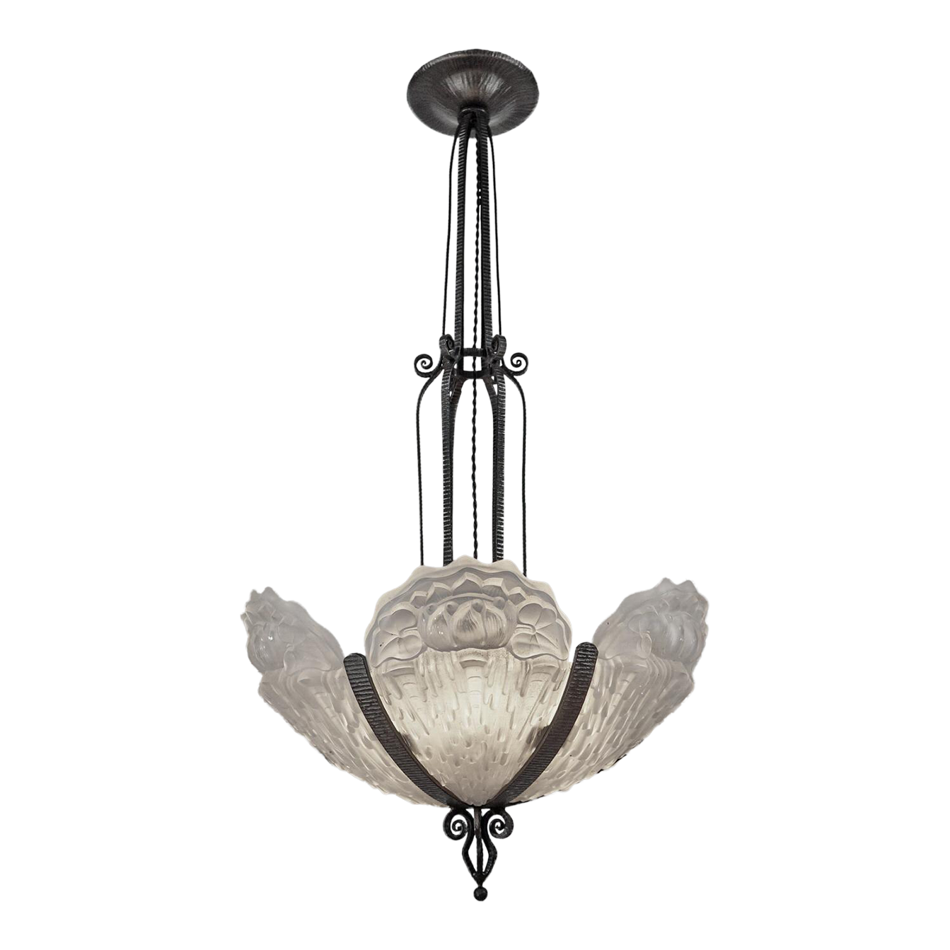 French Art Deco Chandelier by Morin & Val SaintLambert 1930s France