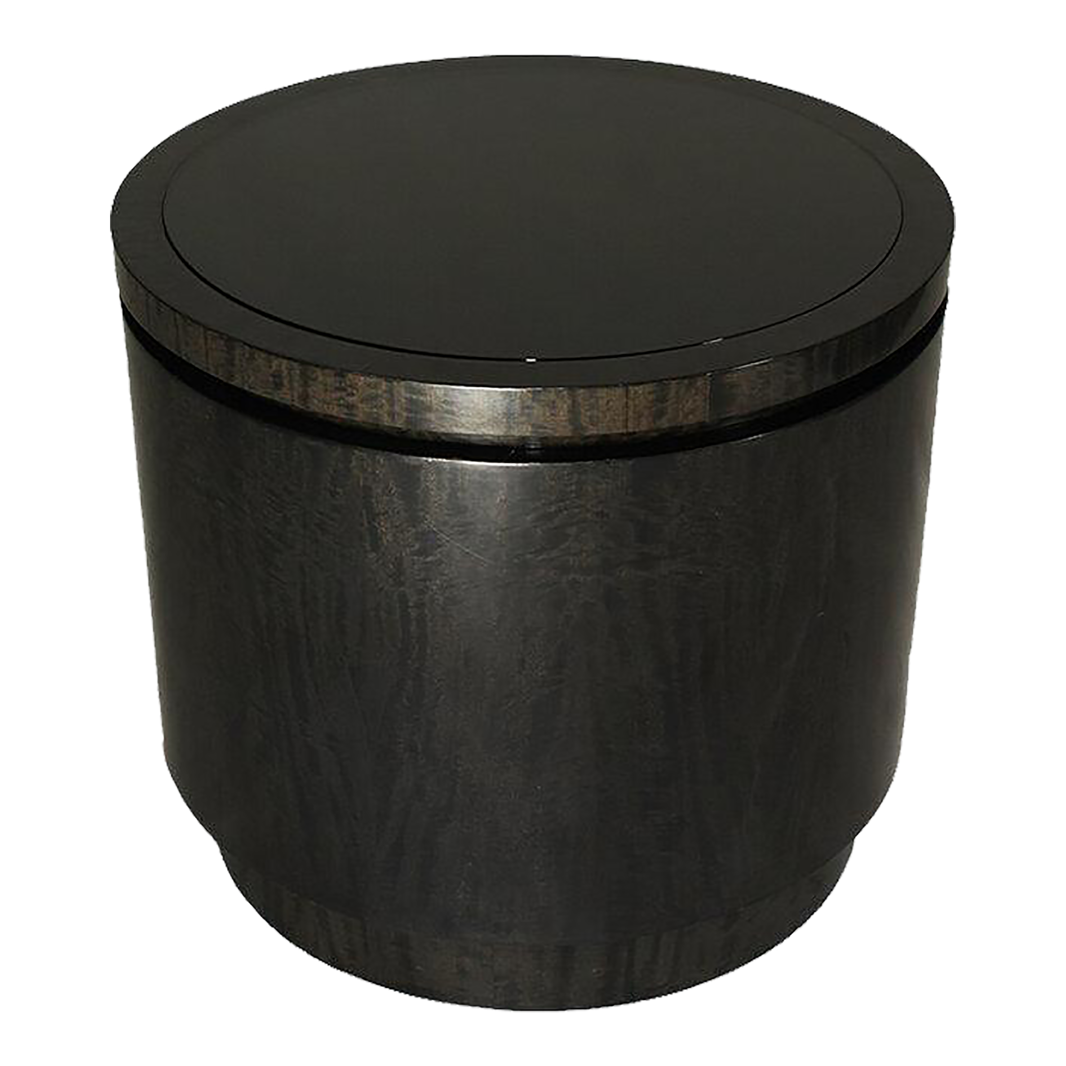Contemporary Drum Occasional End Table With Tinted Glass Top | Chairish