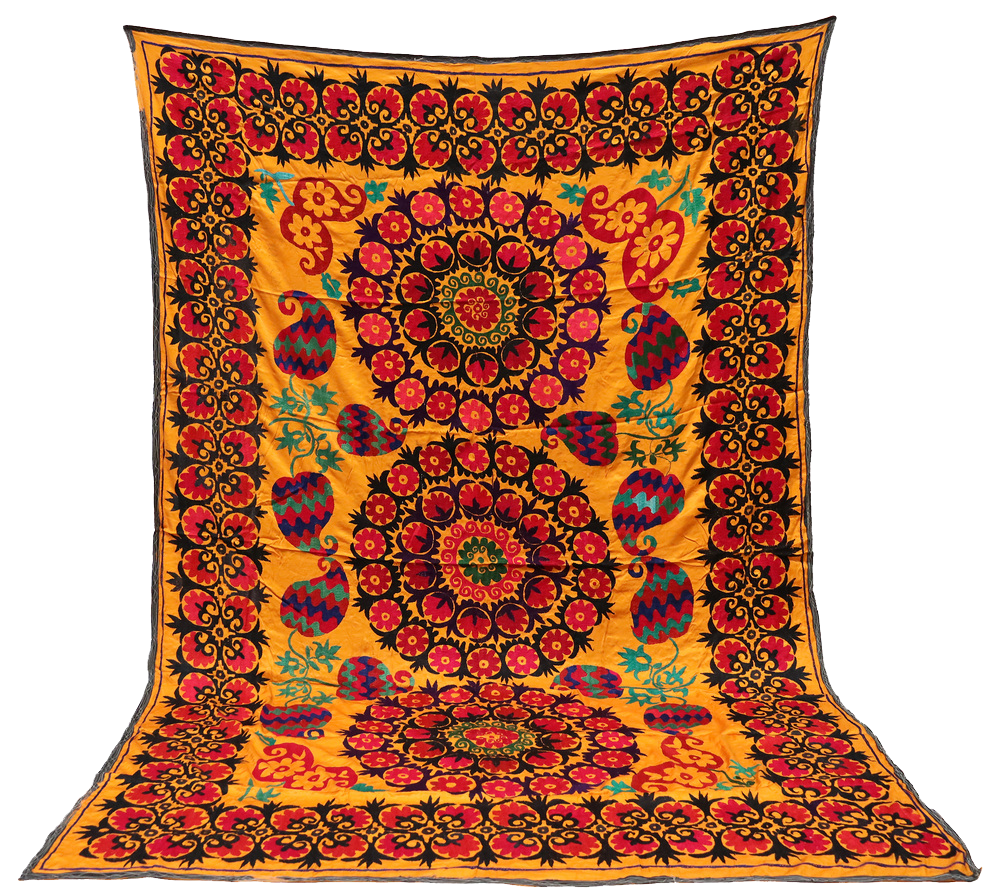 Vintage Hand Embroidered Suzani Wall Hanging, Uzbekistan, 1920s