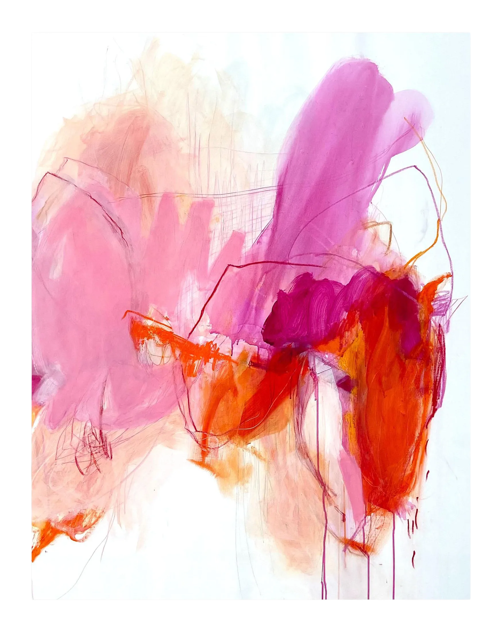 Contemporary Abstract Acrylic, Oil Bar, Oil Pastel and Graphite on Canvas Painting \