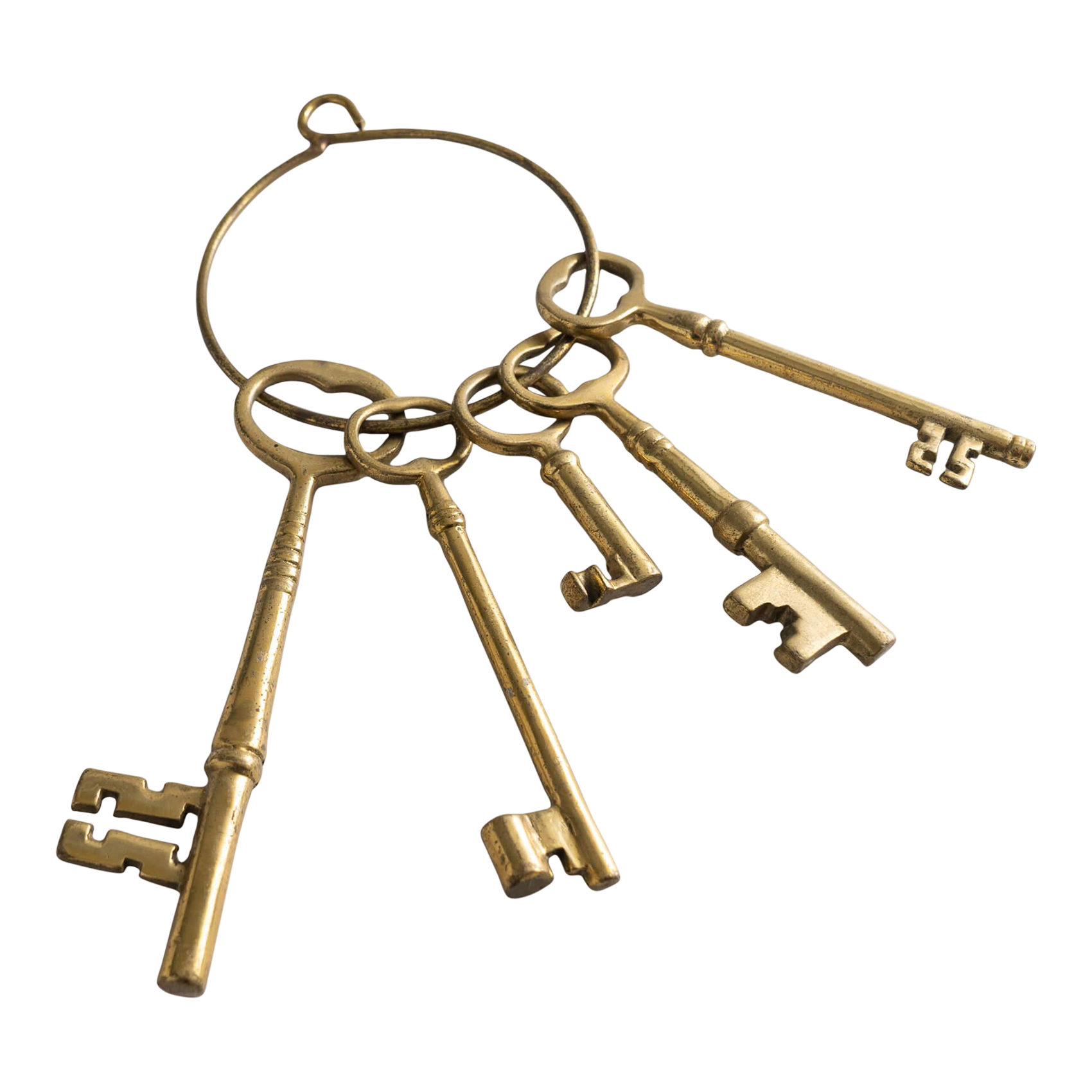 Vintage Large Brass Keys on Hoop Ring Chairish