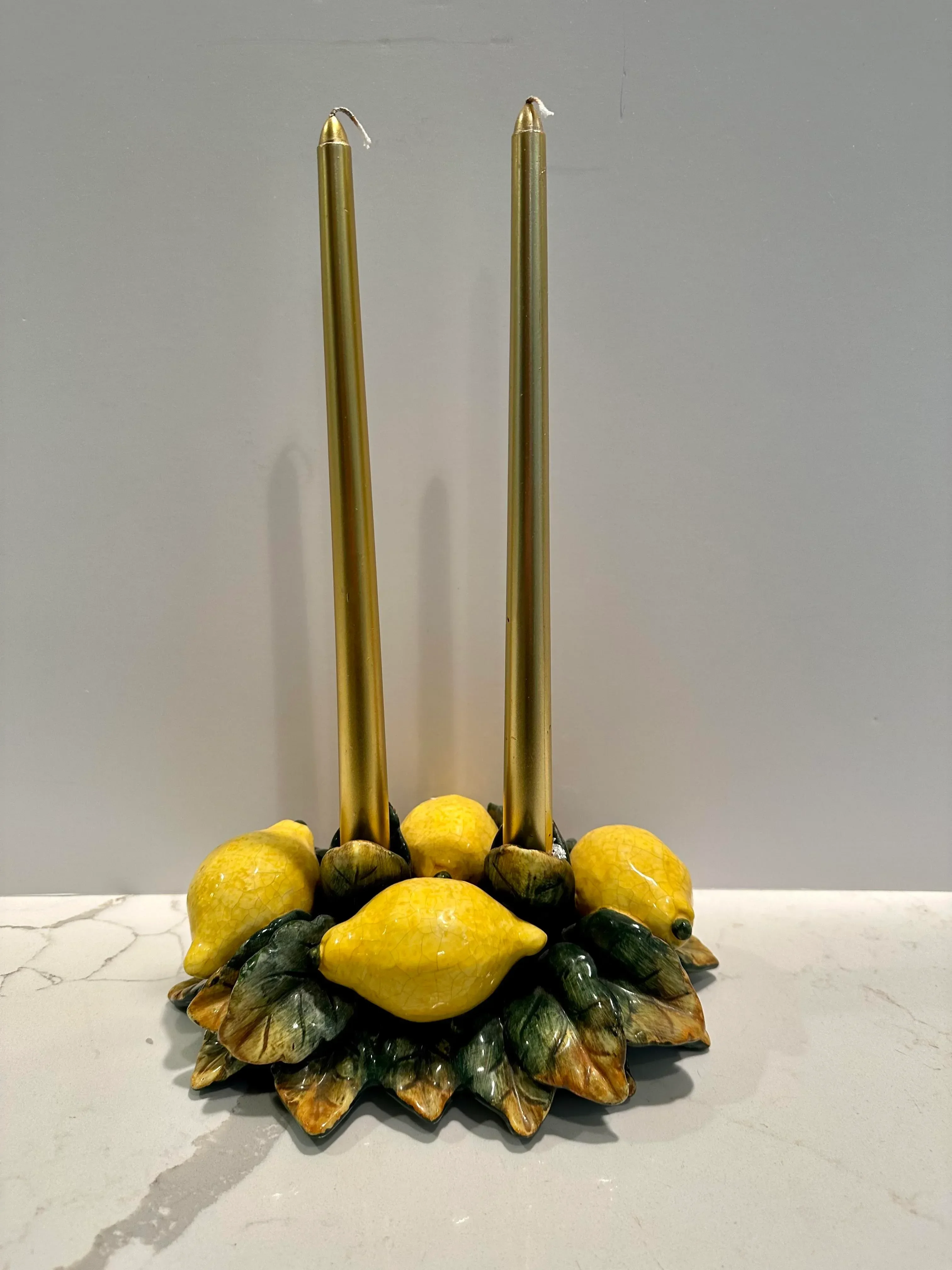 Vintage Ceramic Lemon Candle Holder | Chairish