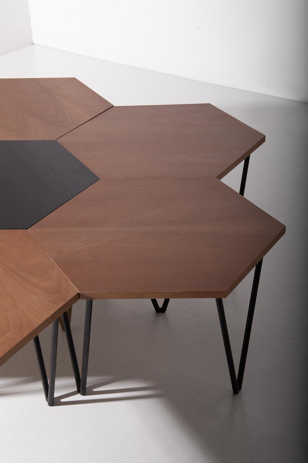 Hexagonal Coffee Table from Isa Bergamo, Set of 7
