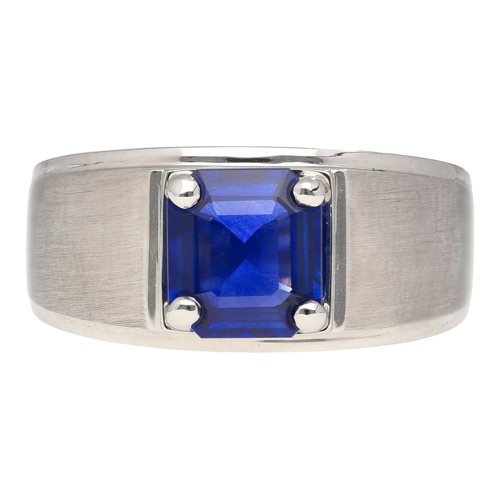 GIA Certified 2.23 Carat Square Cut Blue Sapphire Men