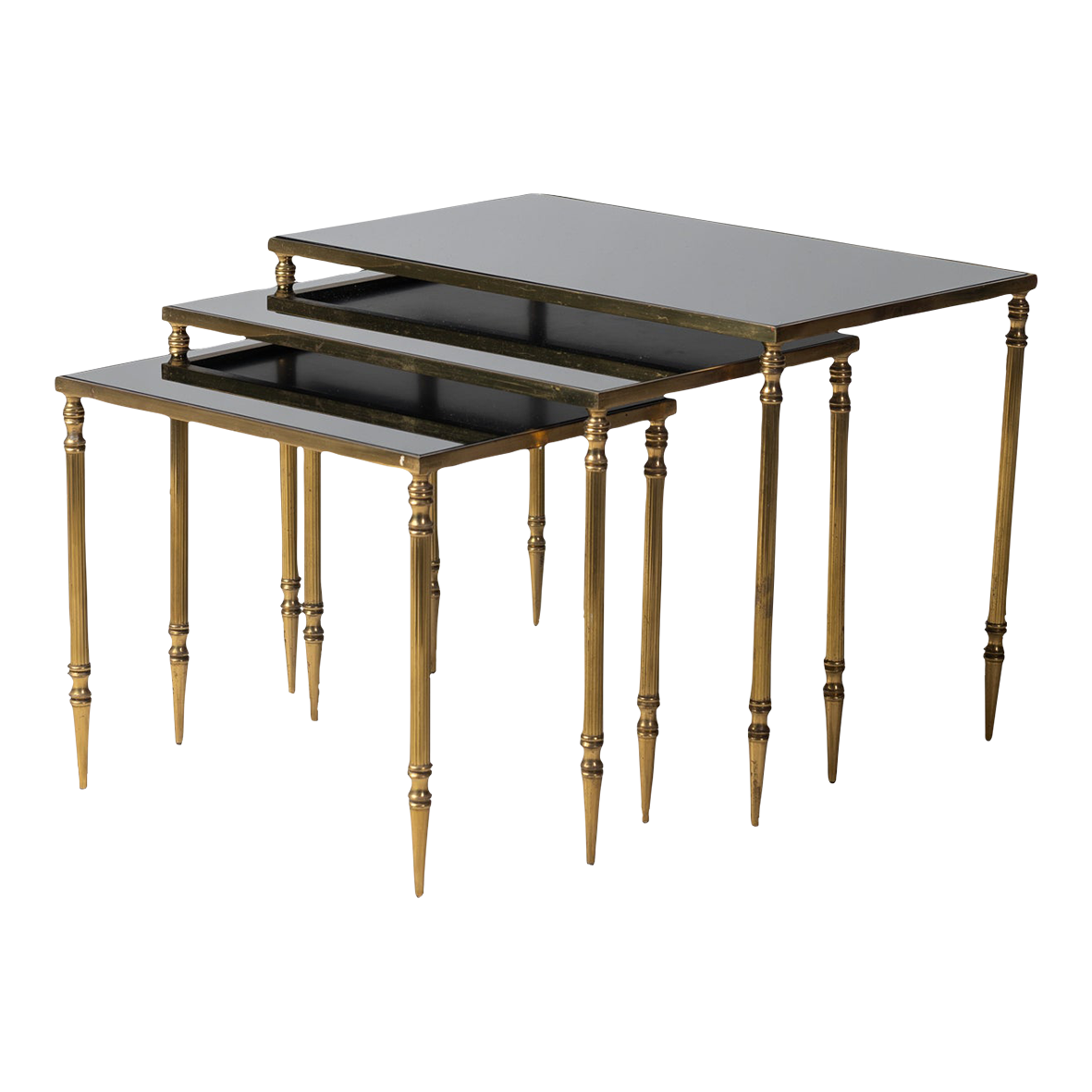 1950s Black and Gold Nesting Tables - Set of 3 | Chairish