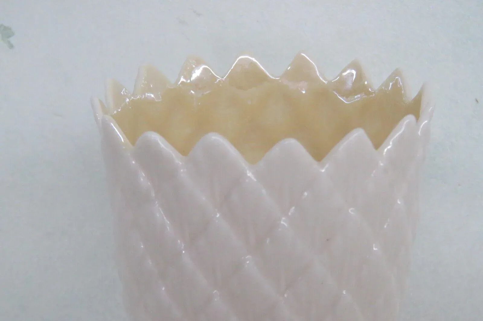 Belleek Ireland Porcelain Thistle Feather Yellow Luster Pedestal Vase