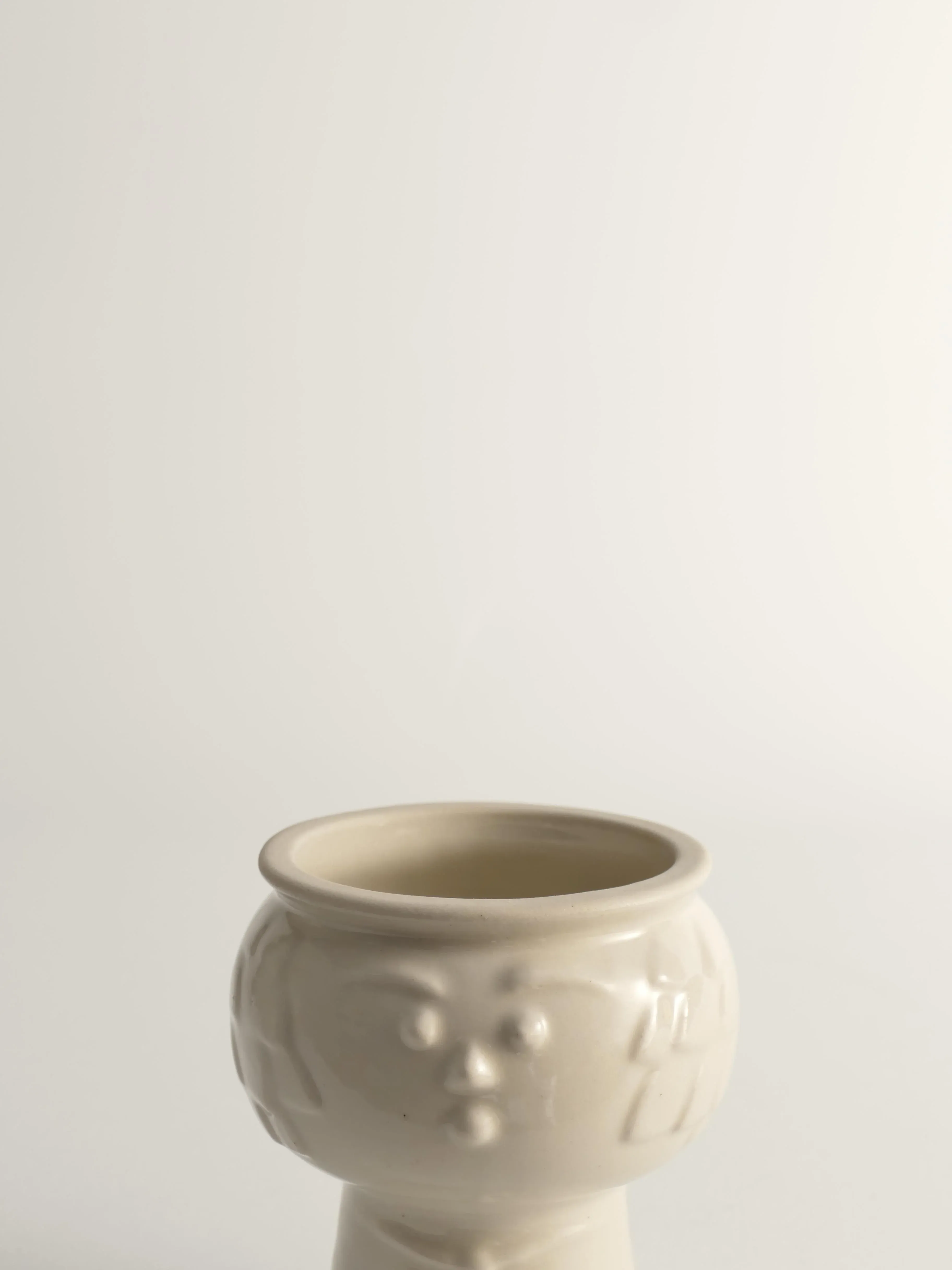 Scandinavian Modern White Porcelaine Face Vase by Ancher Iversen