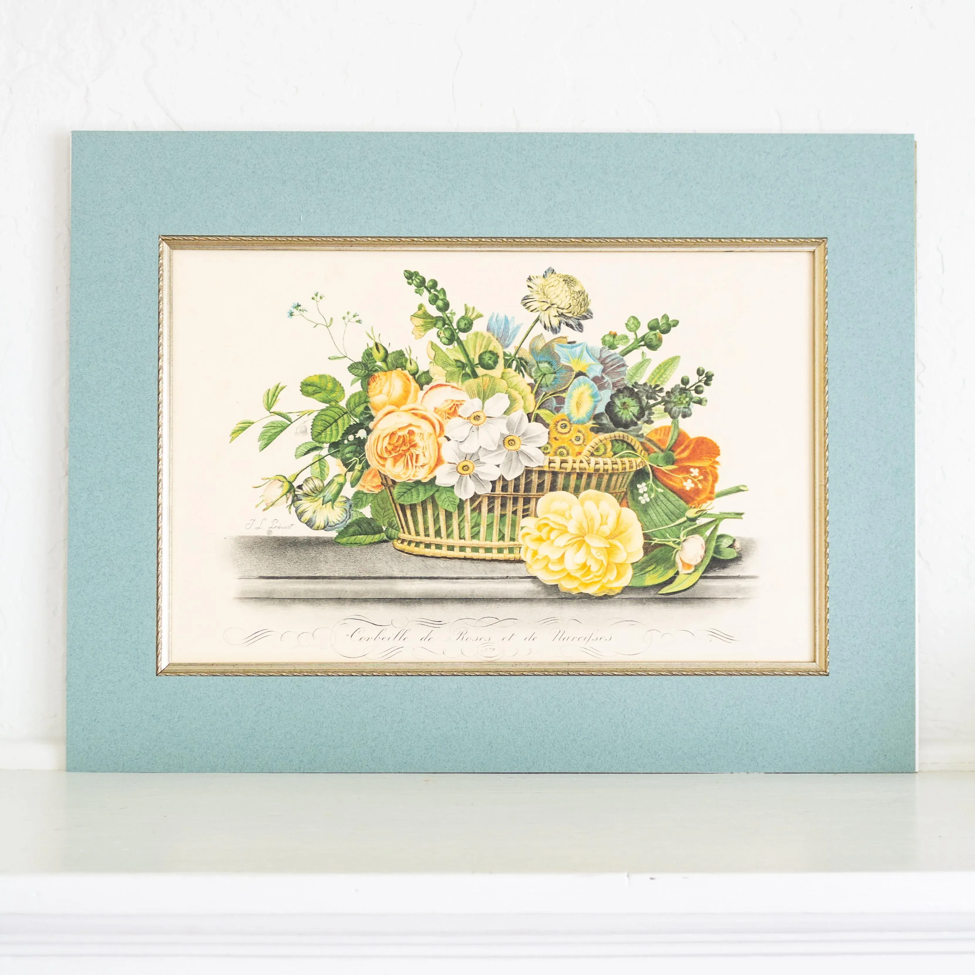 Juan Ferrandiz「Castells」 アートパネル　フェランディス Framed Floral Aquatint Print 'Corbeille De Roses Et De Narcisses