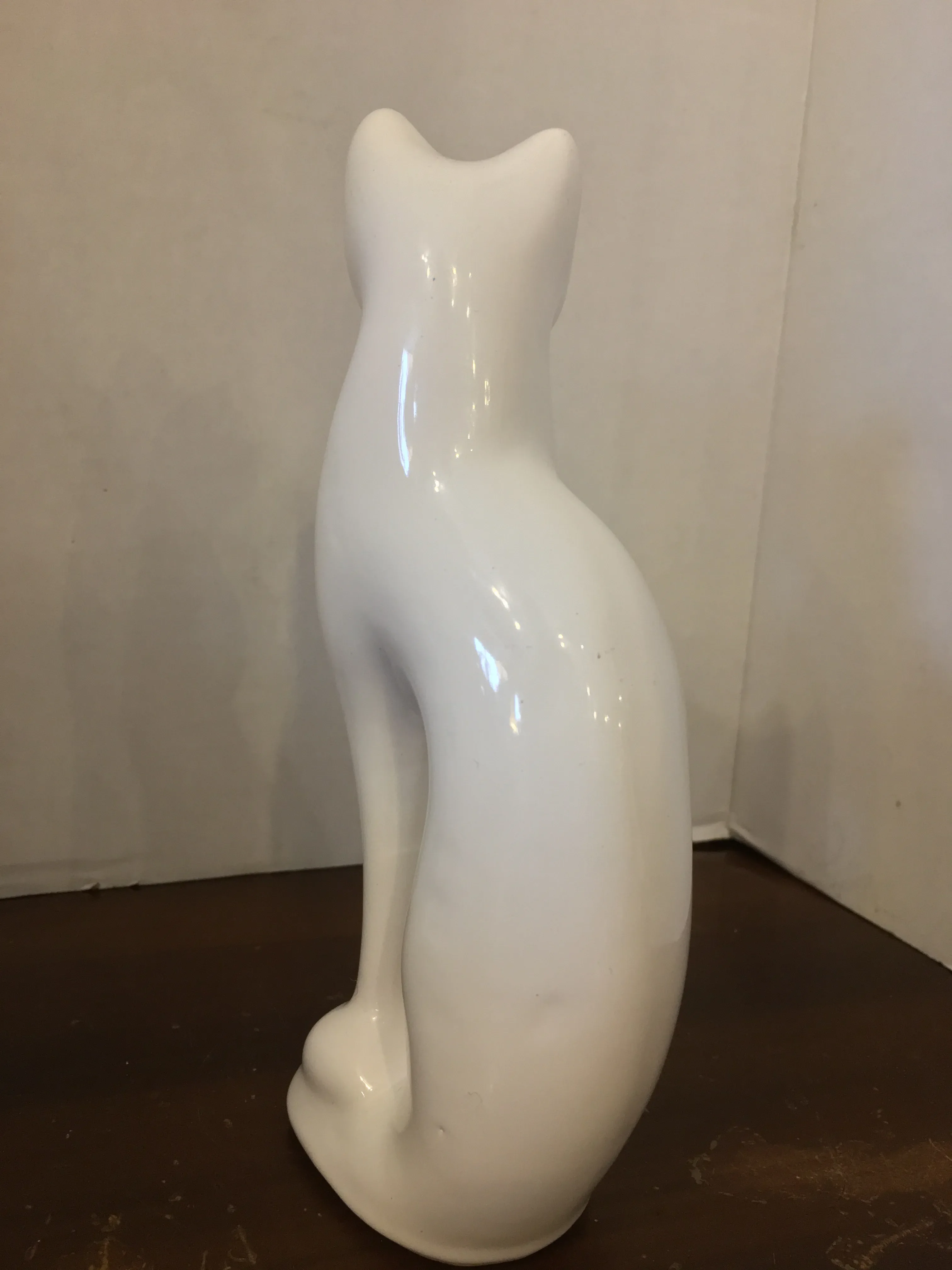 Petite Mid Century Ceramic White Cat Figurine