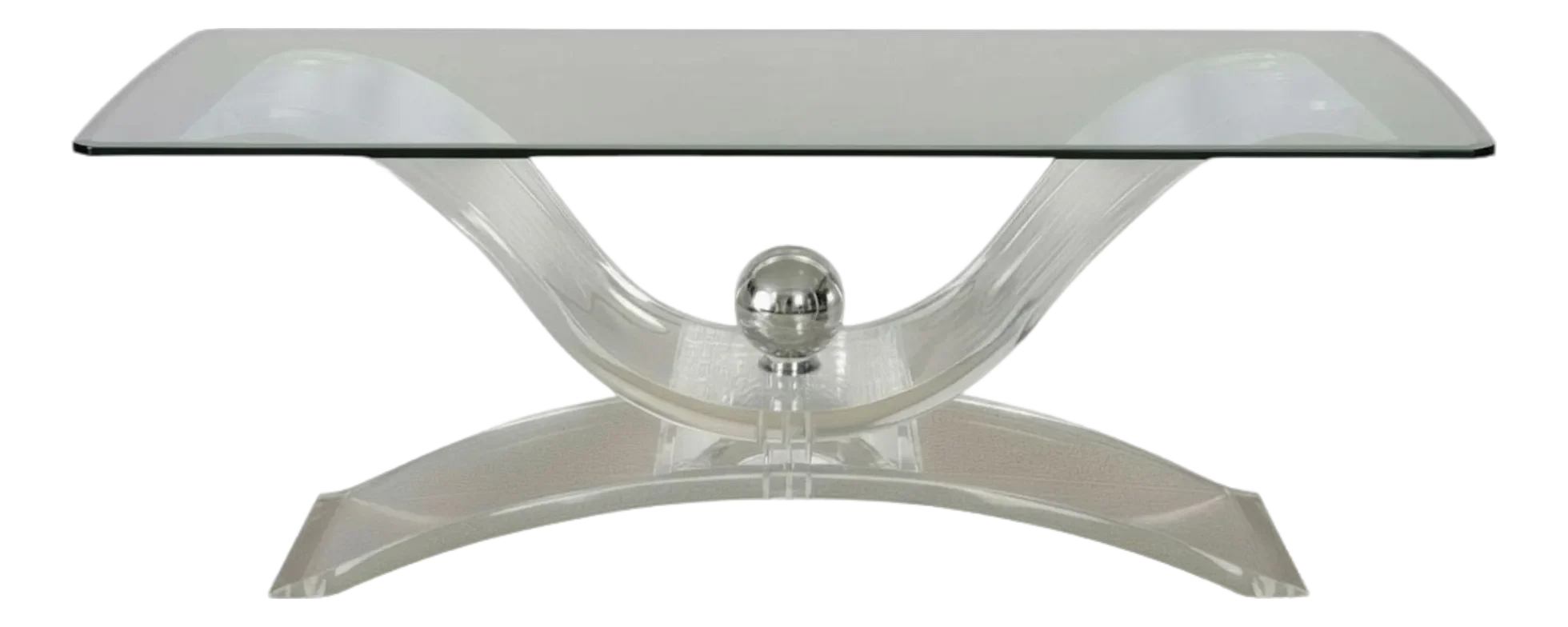 Rare 1970\'s American Art Deco Style Lucite & Glass Console Table