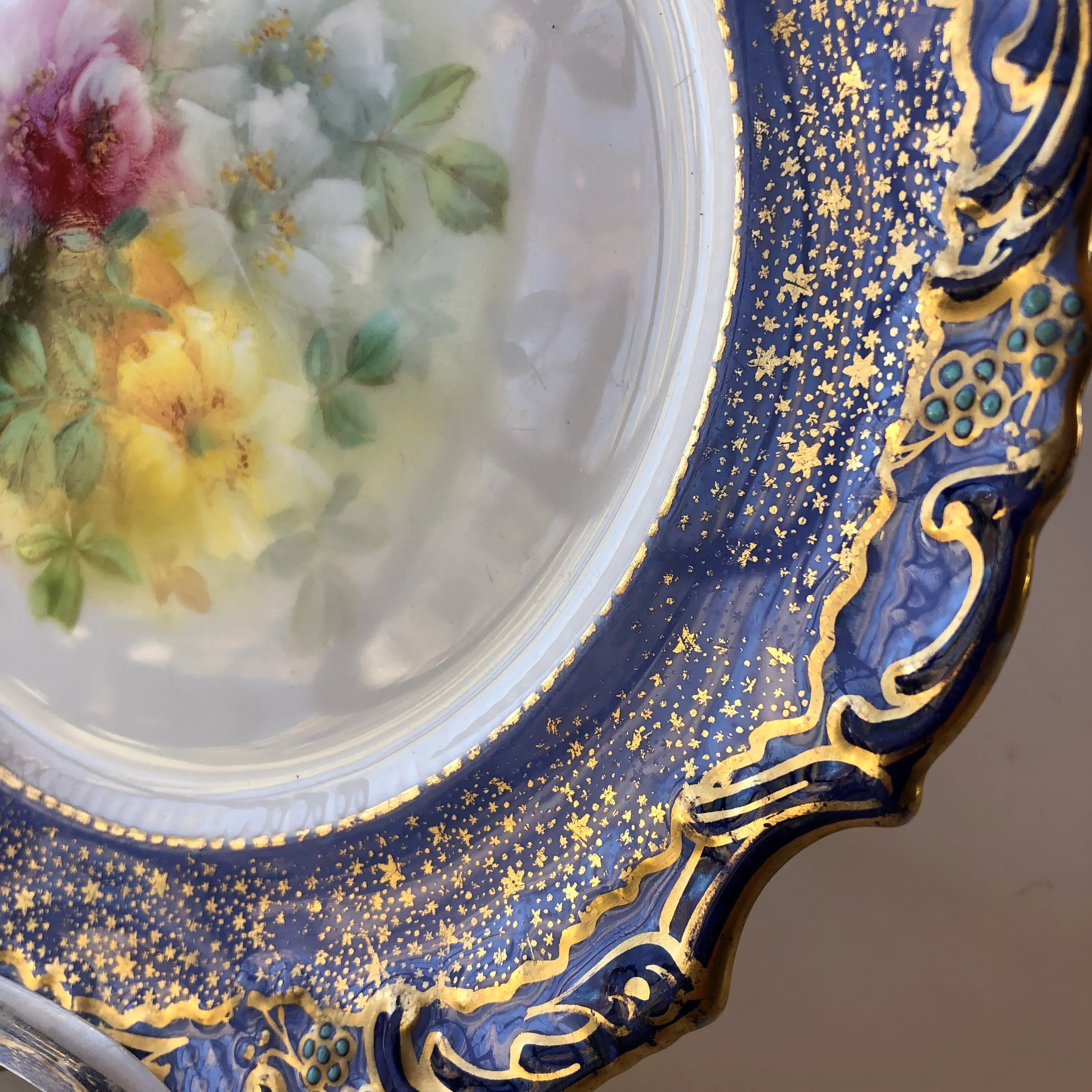 1920's Antique Adderley Hand Painted Bone China Floral Plate