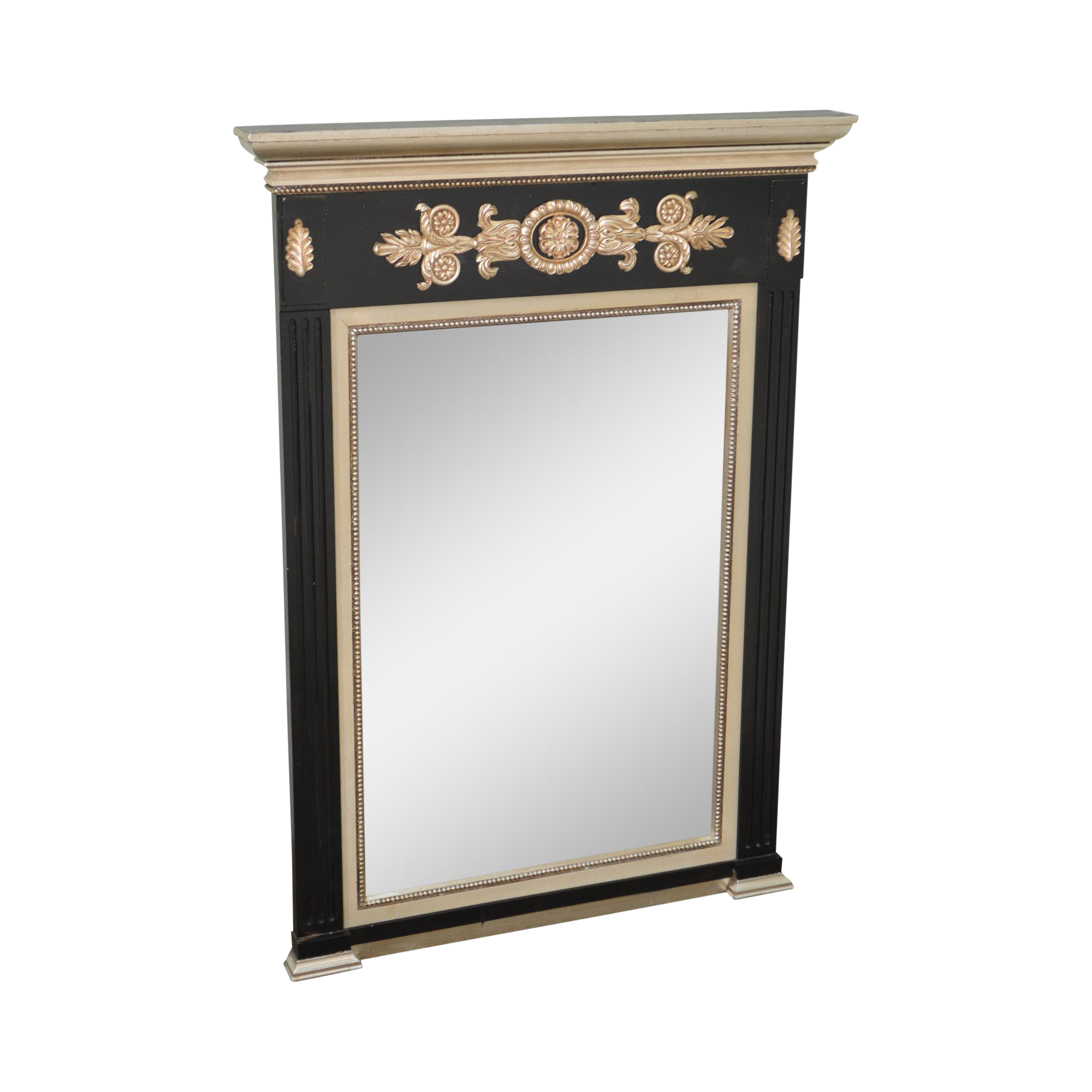 Regency Style Black & Silver Gilt Trumeau Mirror Chairish