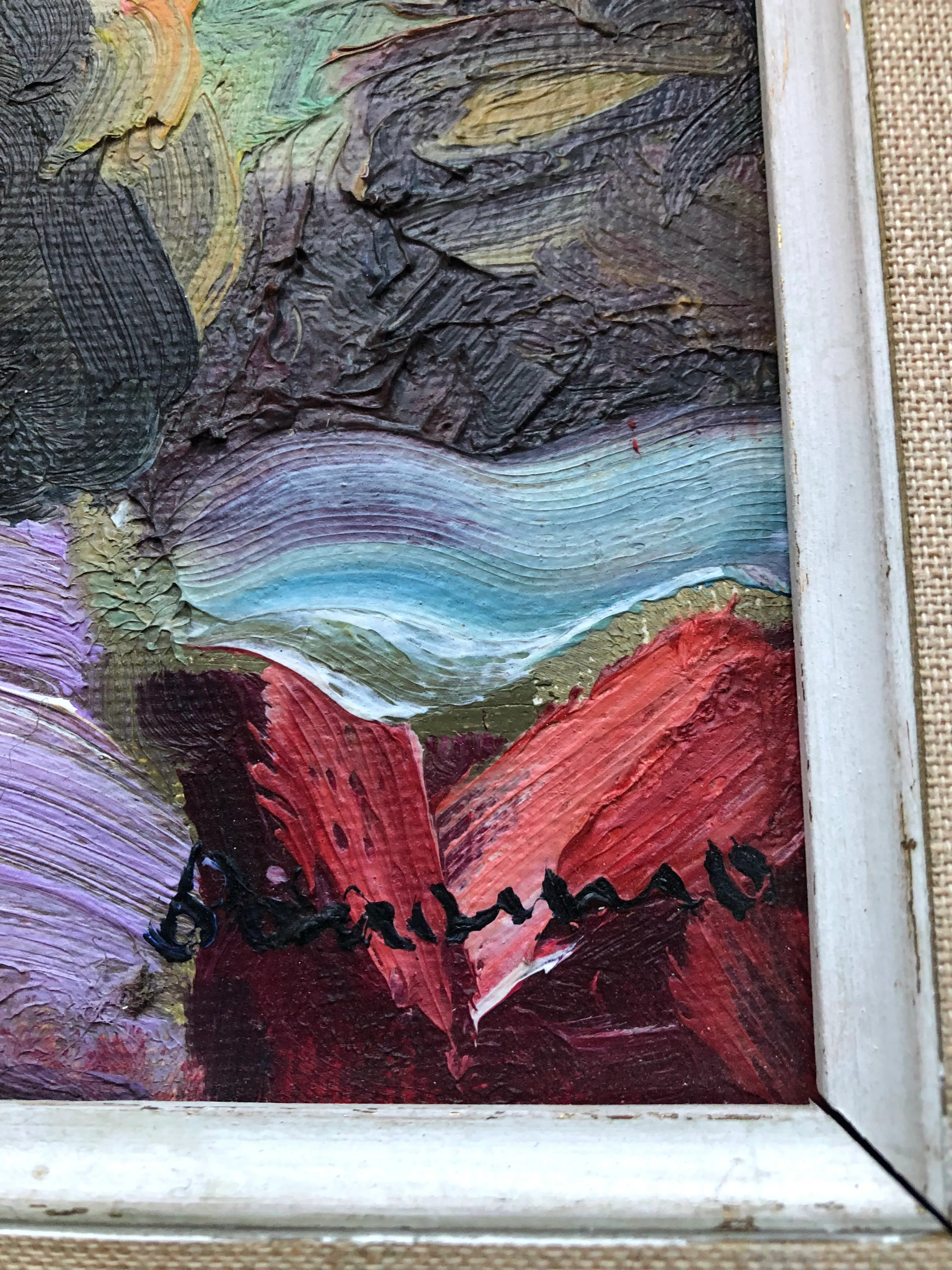 Original Vintage Mid Century Modern Big Eyed Girl With Hat