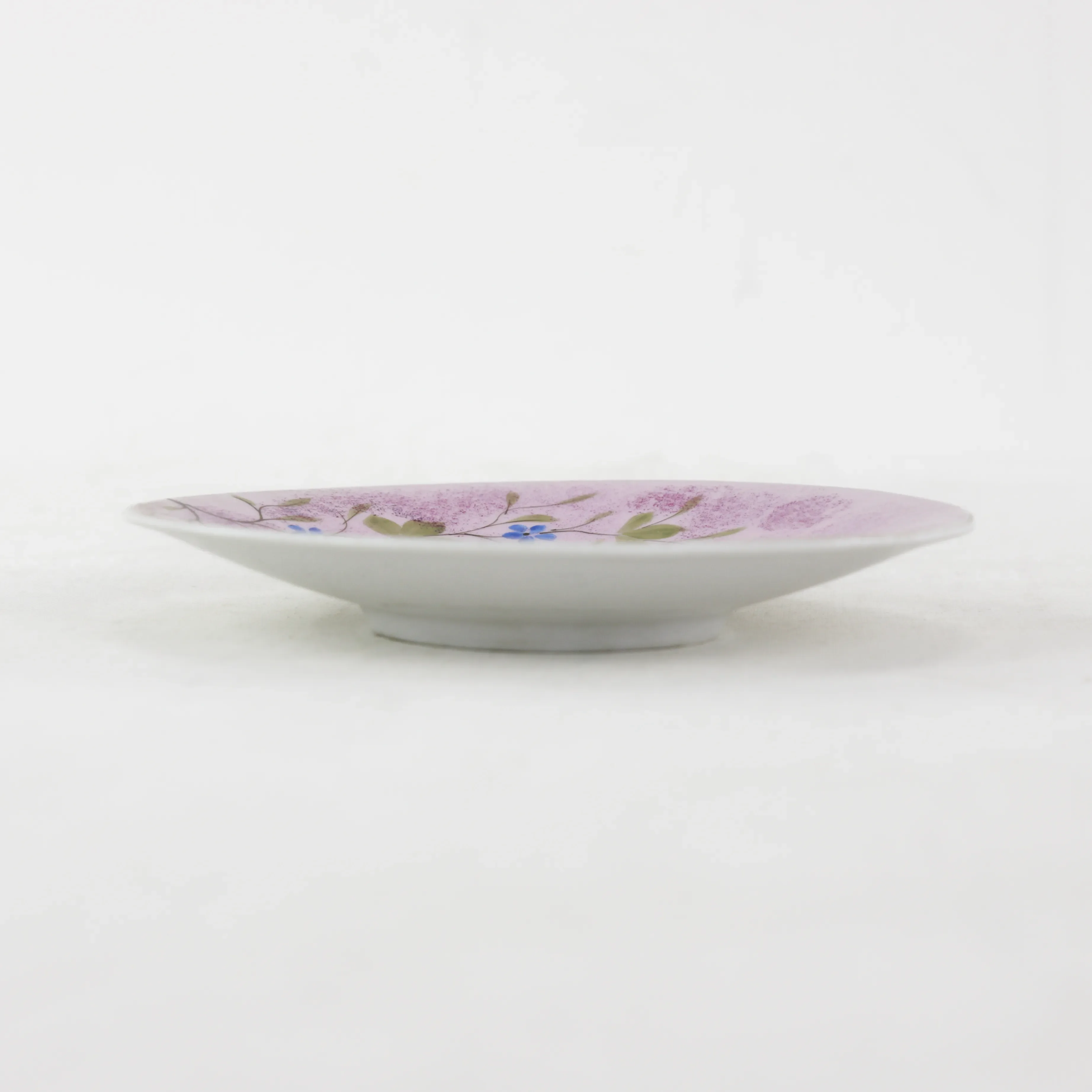 Vintage Lilac and Blue Floral Saucer - Hand-Painted Porcelain Accent Plate