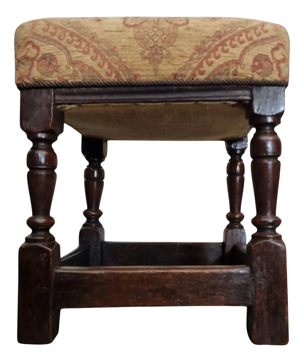 17th Century English Oak Upholstered Stool, 1680s | Chairish