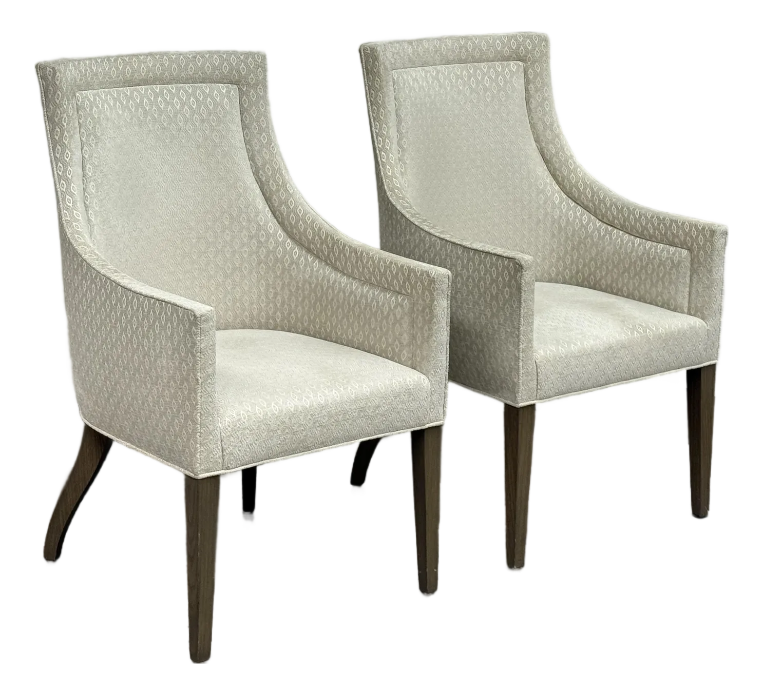 Custom Design Slope Arm Chairs, Pair